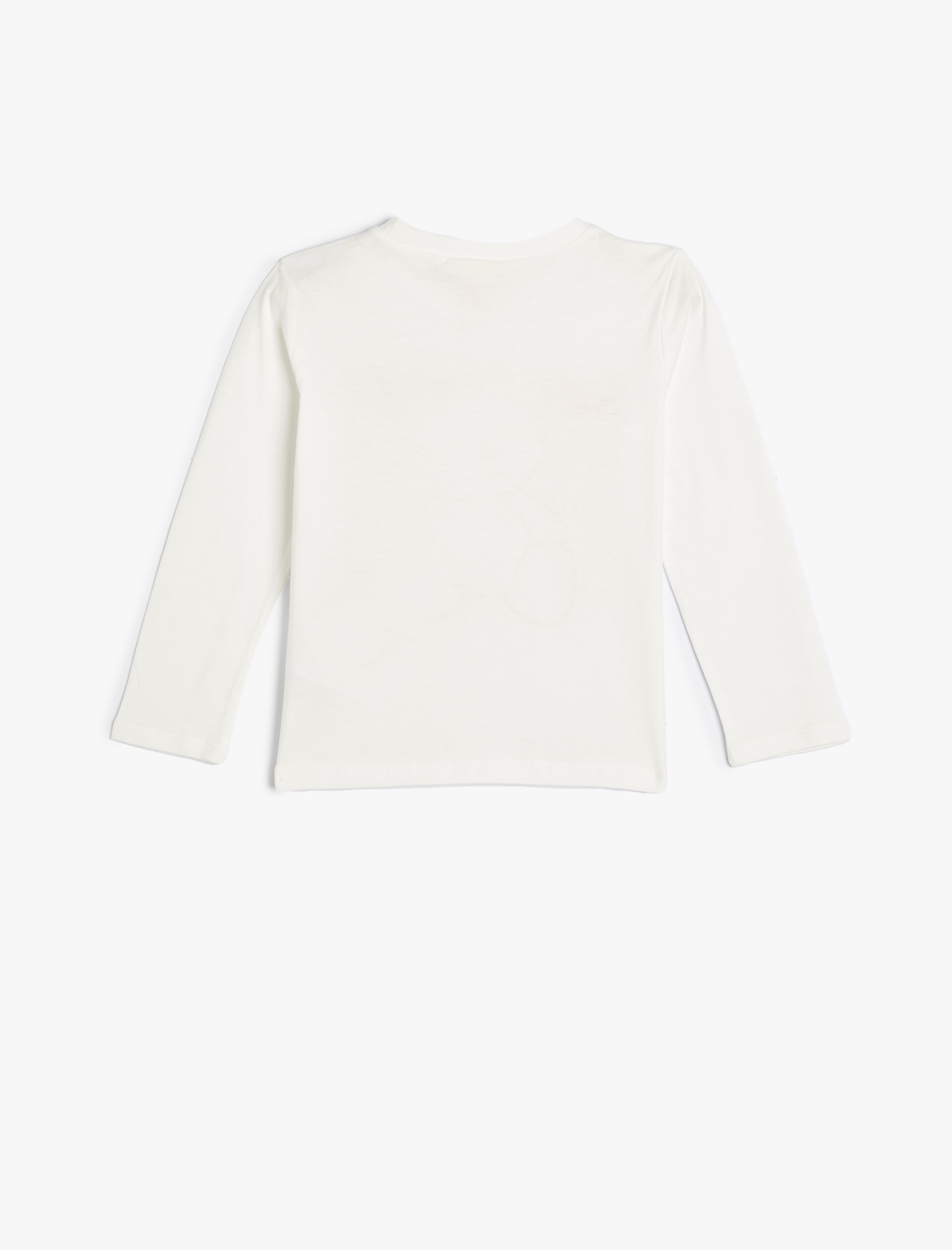  Kız Bebek Tişört Uzun Kollu Bisiklet Yaka Pamuklu Ayıcık Baskılı