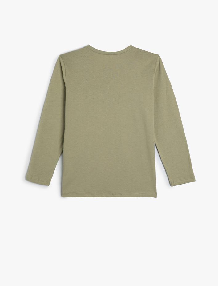 Erkek Çocuk Tişört Uzun Kollu Baskılı Bisiklet Yaka Pamuklu