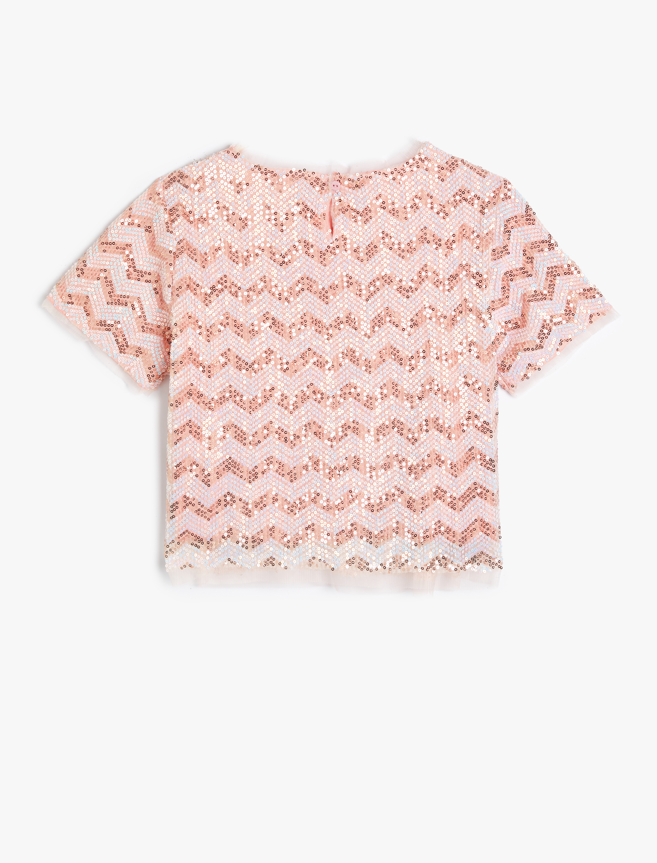  Kız Çocuk Pullu Payetli Tişört Astarlı Kısa Kollu Bisiklet Yaka