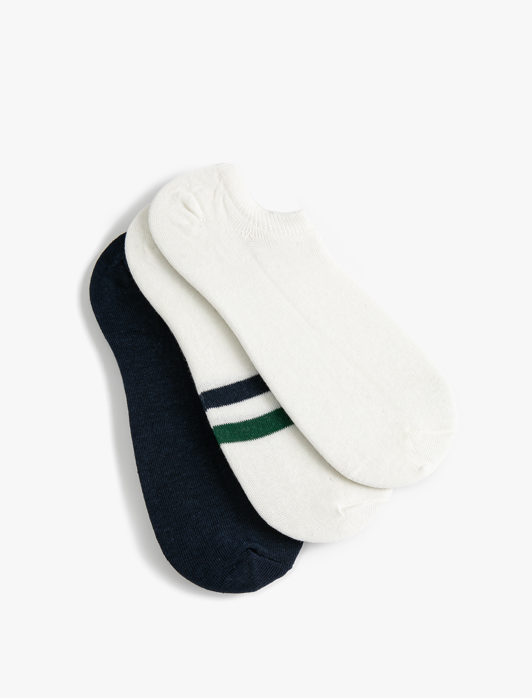  Erkek Görünmez Çorap Seti 3'lü Çizgi Detaylı Pamuk Karışımlı
