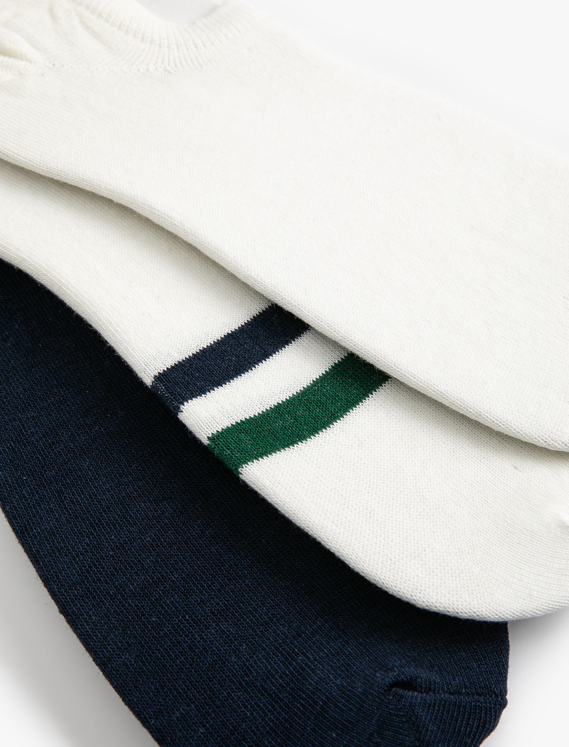  Erkek Görünmez Çorap Seti 3'lü Çizgi Detaylı Pamuk Karışımlı