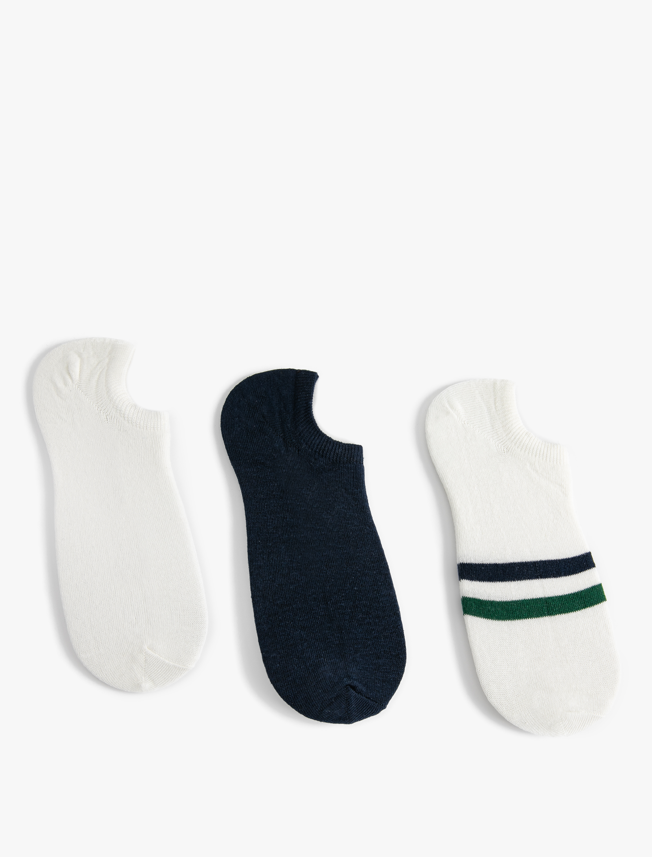  Erkek Görünmez Çorap Seti 3'lü Çizgi Detaylı Pamuk Karışımlı