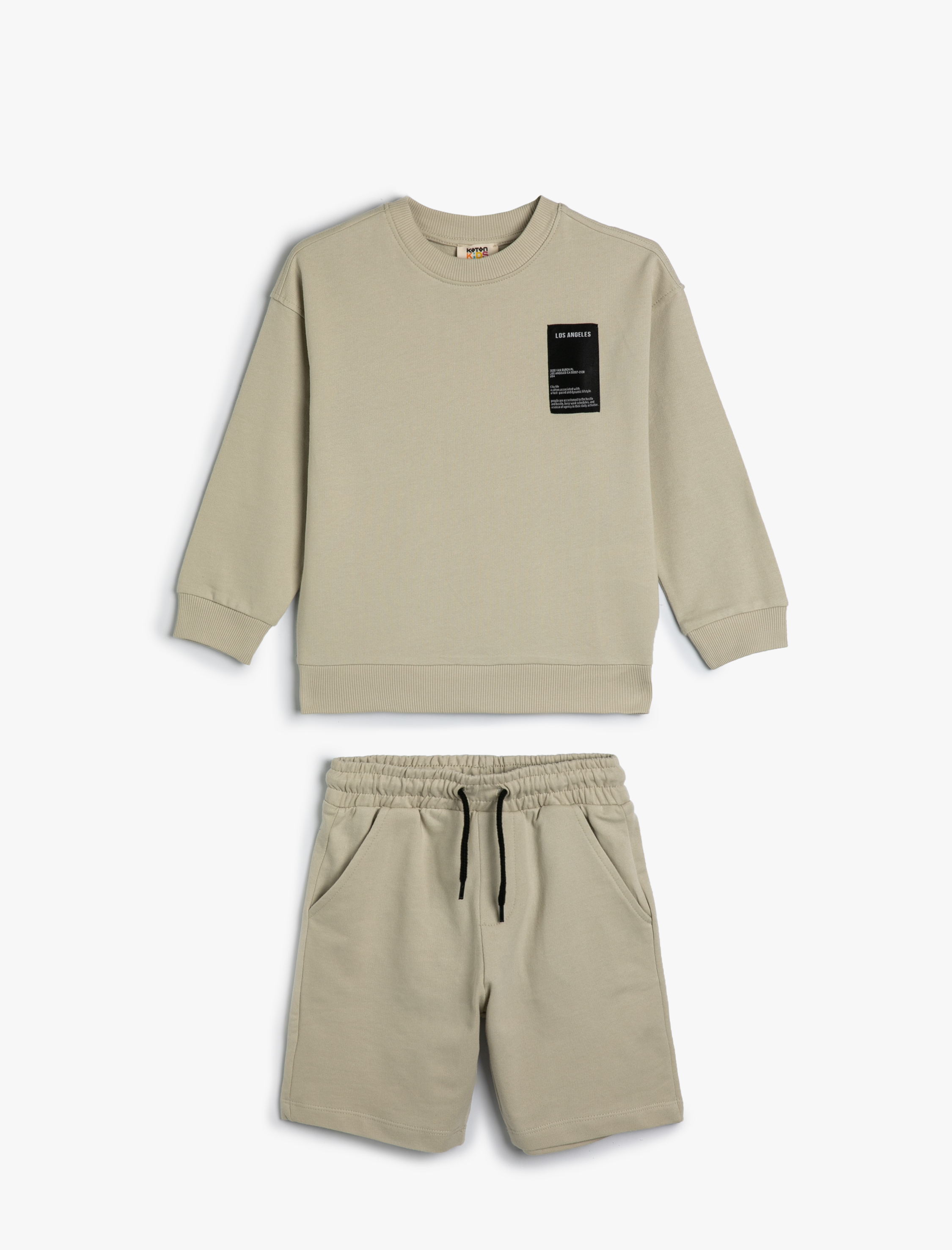 Koton 2'li Şort Sweatshirt  Baskı Detaylı Pamuklu -1