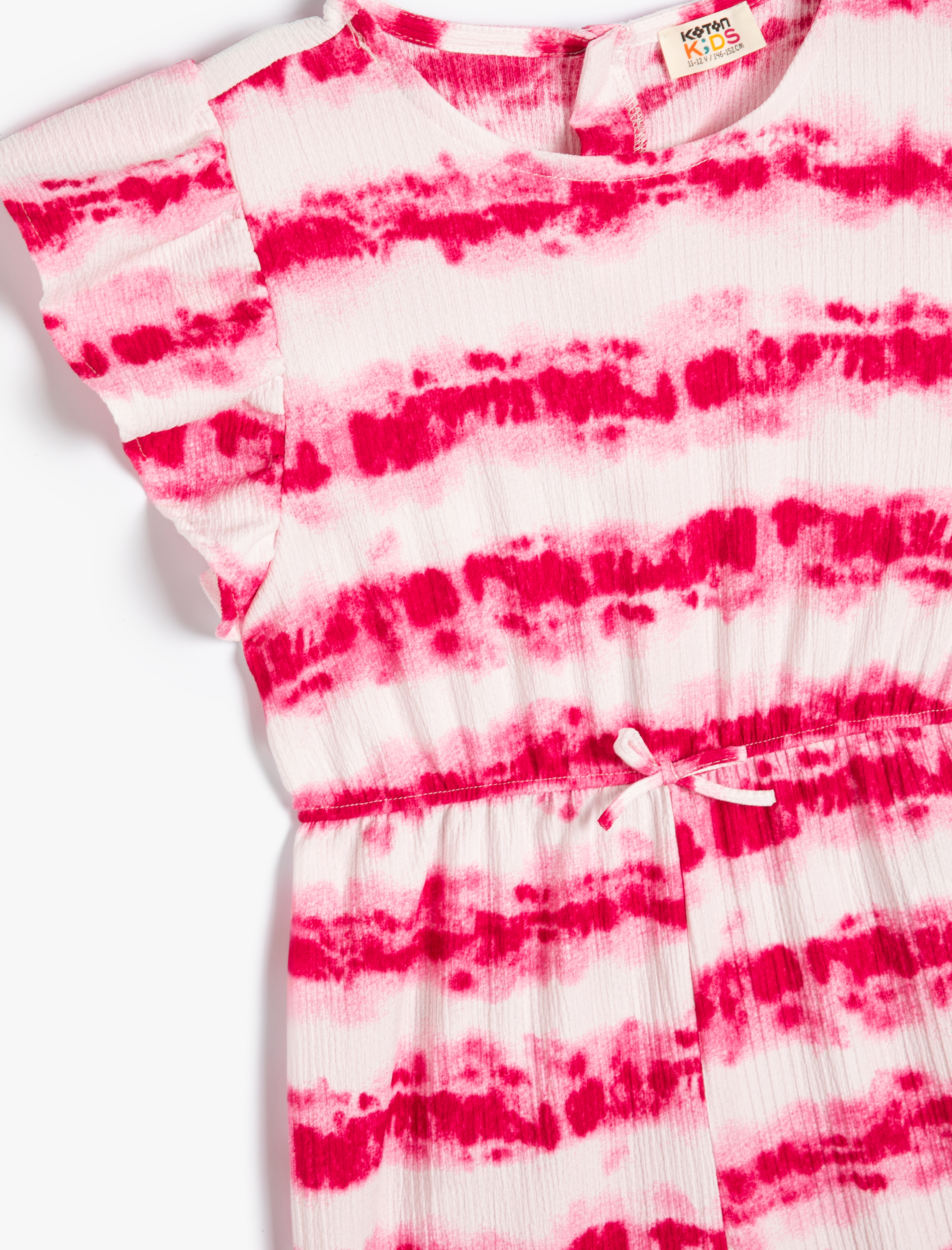  Kız Çocuk Batik Tulum Yuvarlak Yaka Kolsuz Fırfırlı