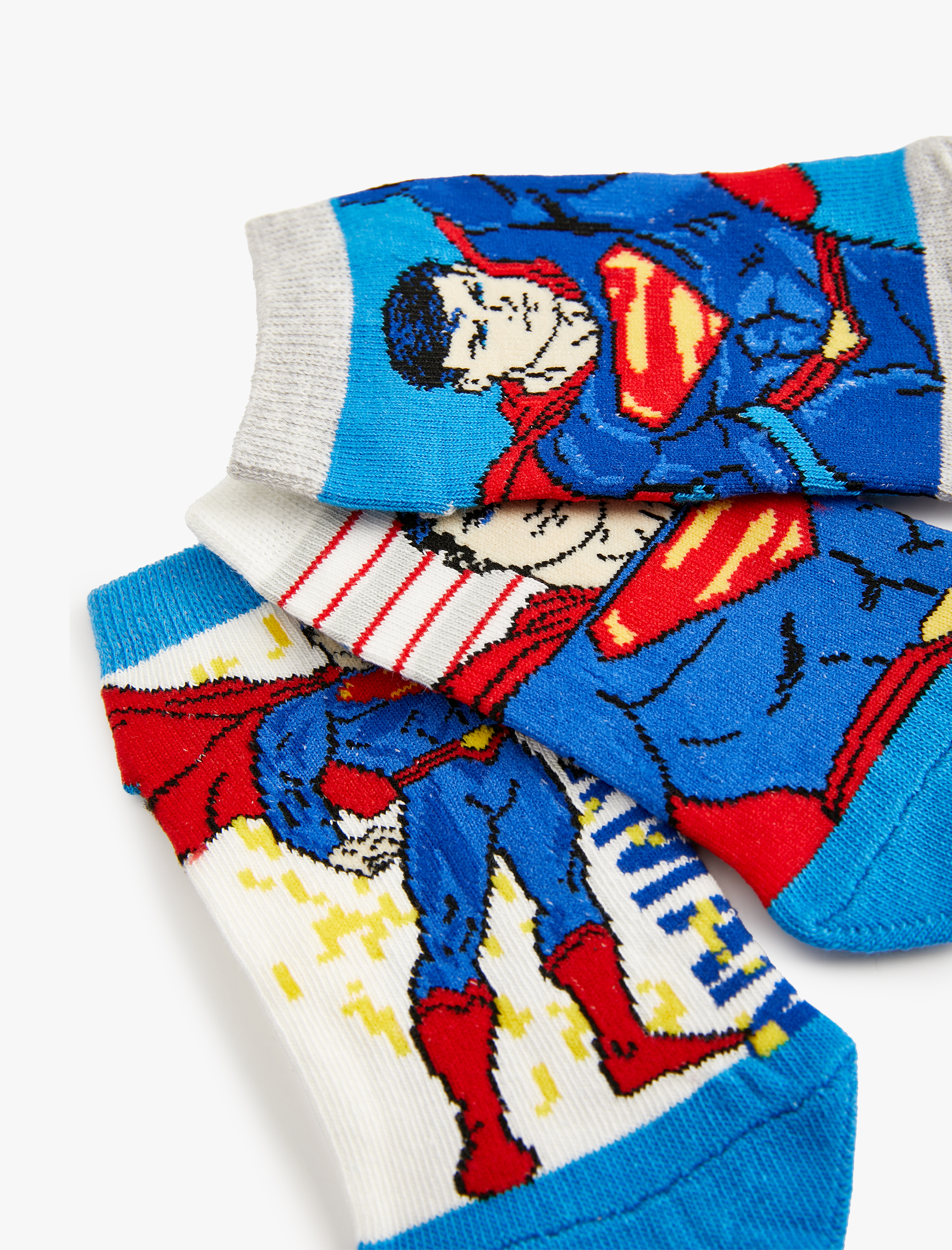  Erkek Çocuk 3'lü Superman Lisanslı Çorap Seti