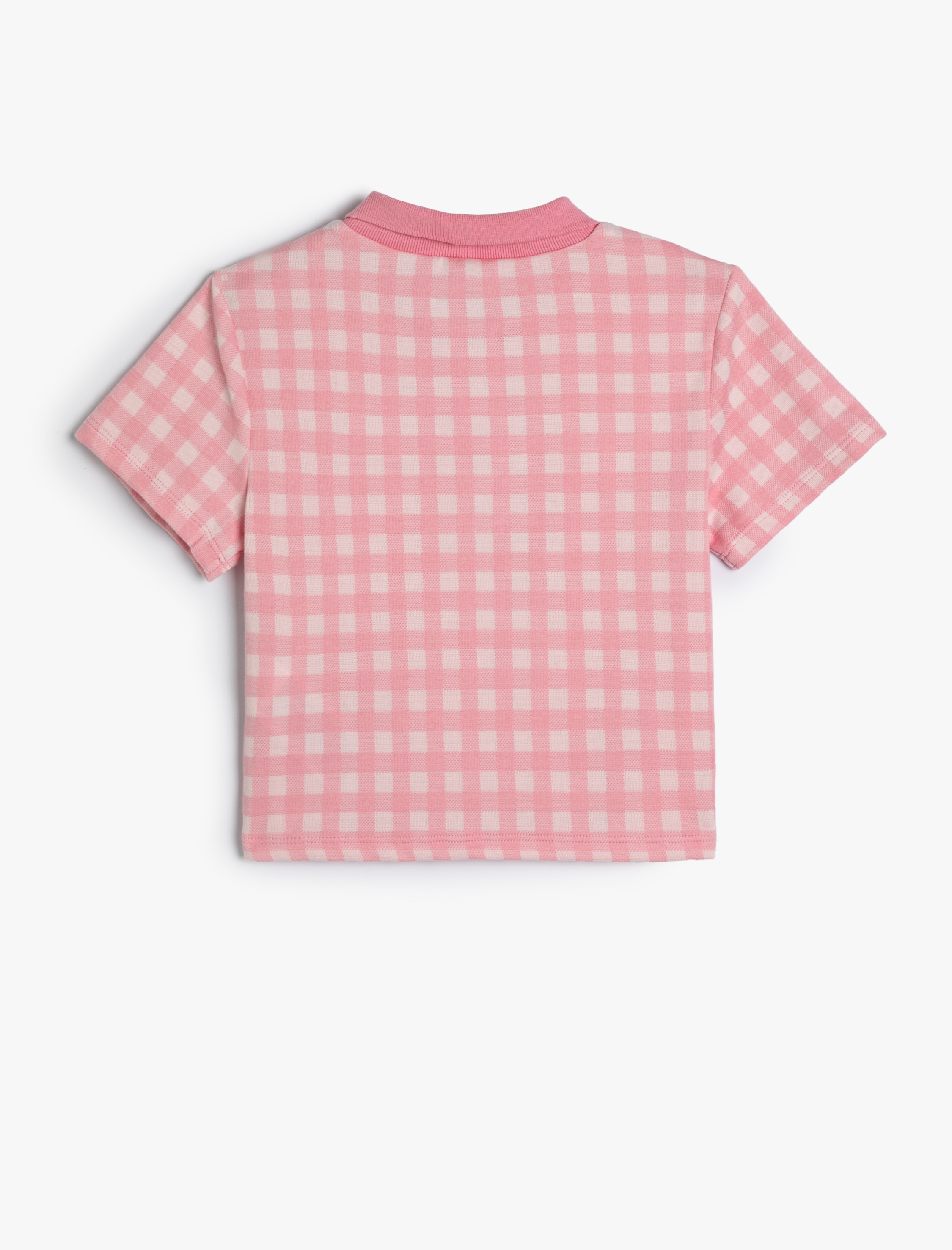  Kız Çocuk Polo Tişört Crop Kısa Kollu Düğme Detaylı Organik Kumaş