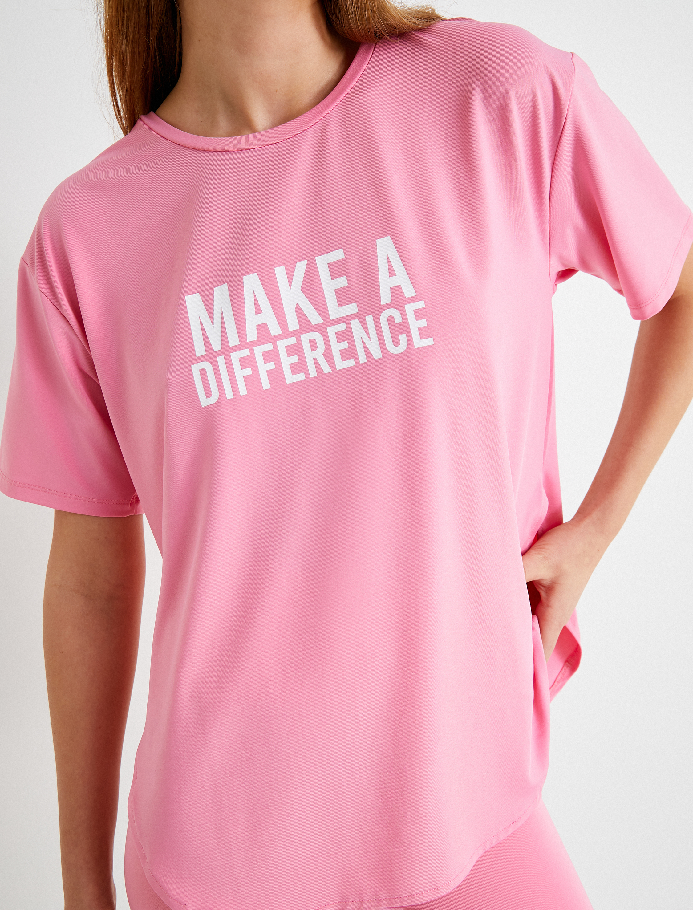   Rahat Kalıp Spor Tişört Kısa Kollu Bisiklet Yaka Baskılı