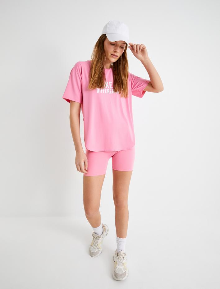  Rahat Kalıp Spor Tişört Kısa Kollu Bisiklet Yaka Baskılı