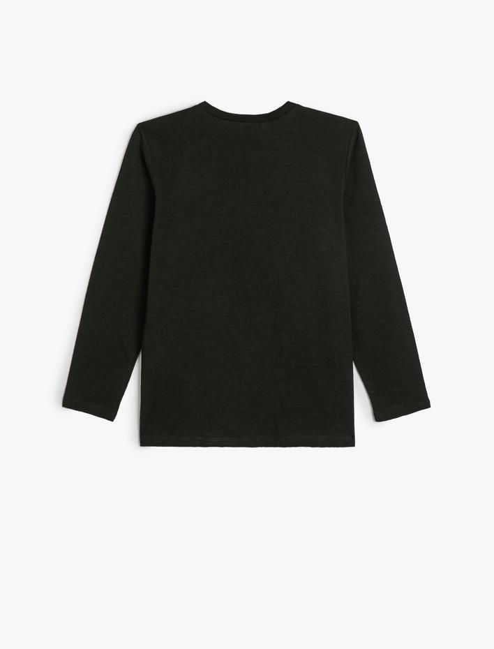 Erkek Çocuk Tişört Basketbol Baskılı Uzun Kollu Bisiklet Yaka Pamuklu