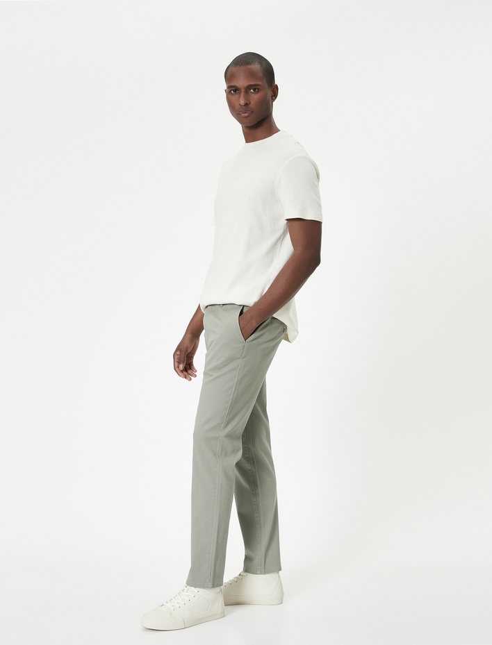  Basic Dokuma Pantolon 5 Cepli Düğmeli