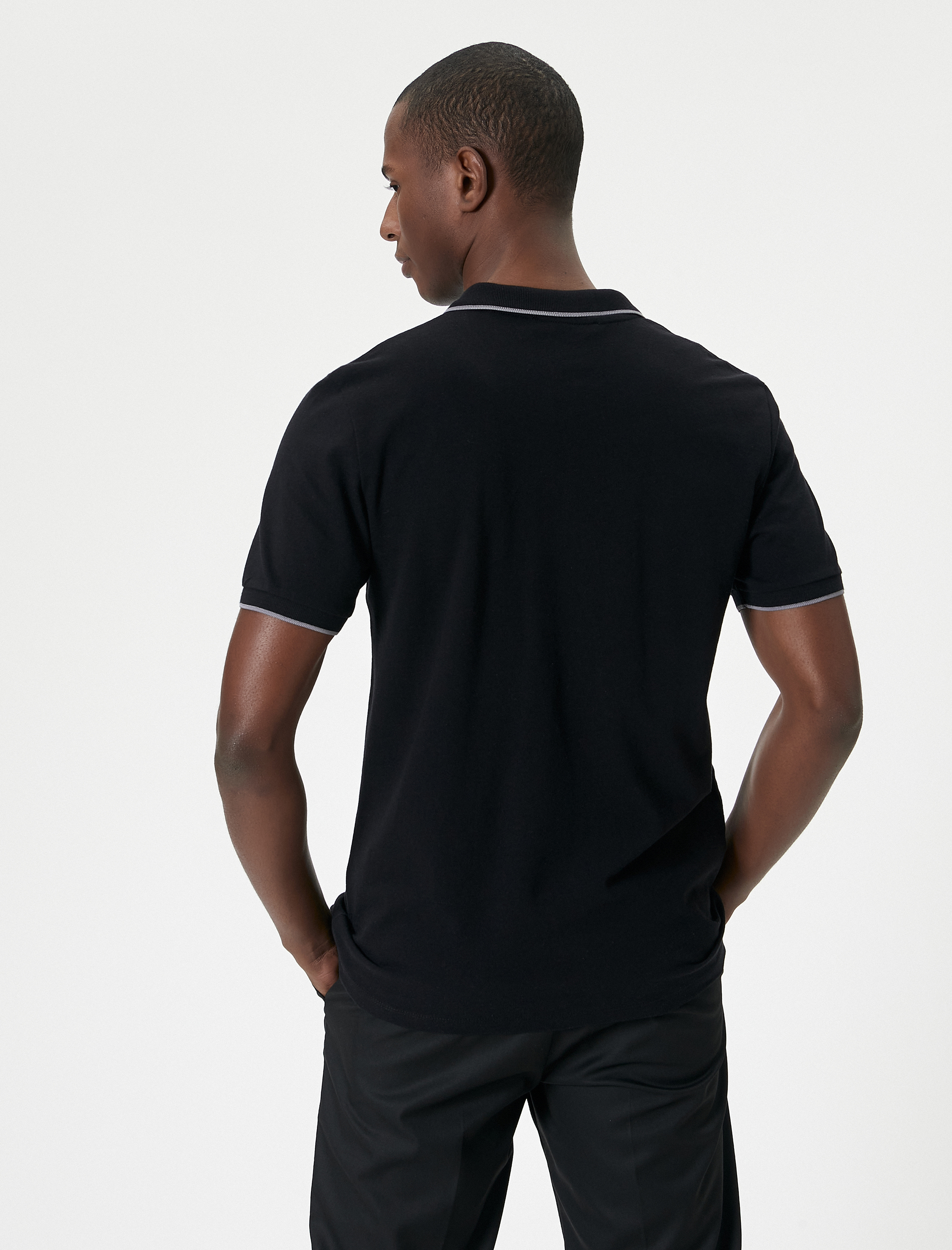   Polo Yaka Tişört Slim Fit Kısa Kollu Biyeli