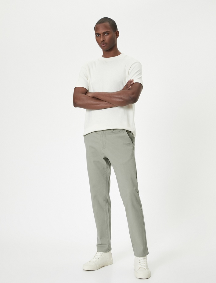  Basic Dokuma Pantolon 5 Cepli Düğmeli