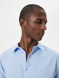 Klasik Gömlek Kol Detaylı Düğmeli Uzun Kollu