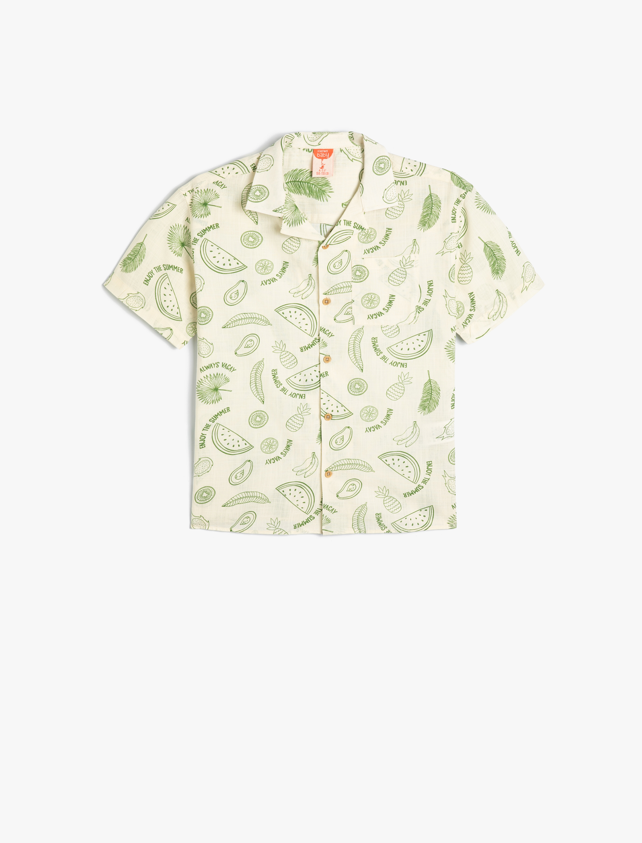  Erkek Bebek Gömlek Meyve Baskılı Kısa Kollu Cepli