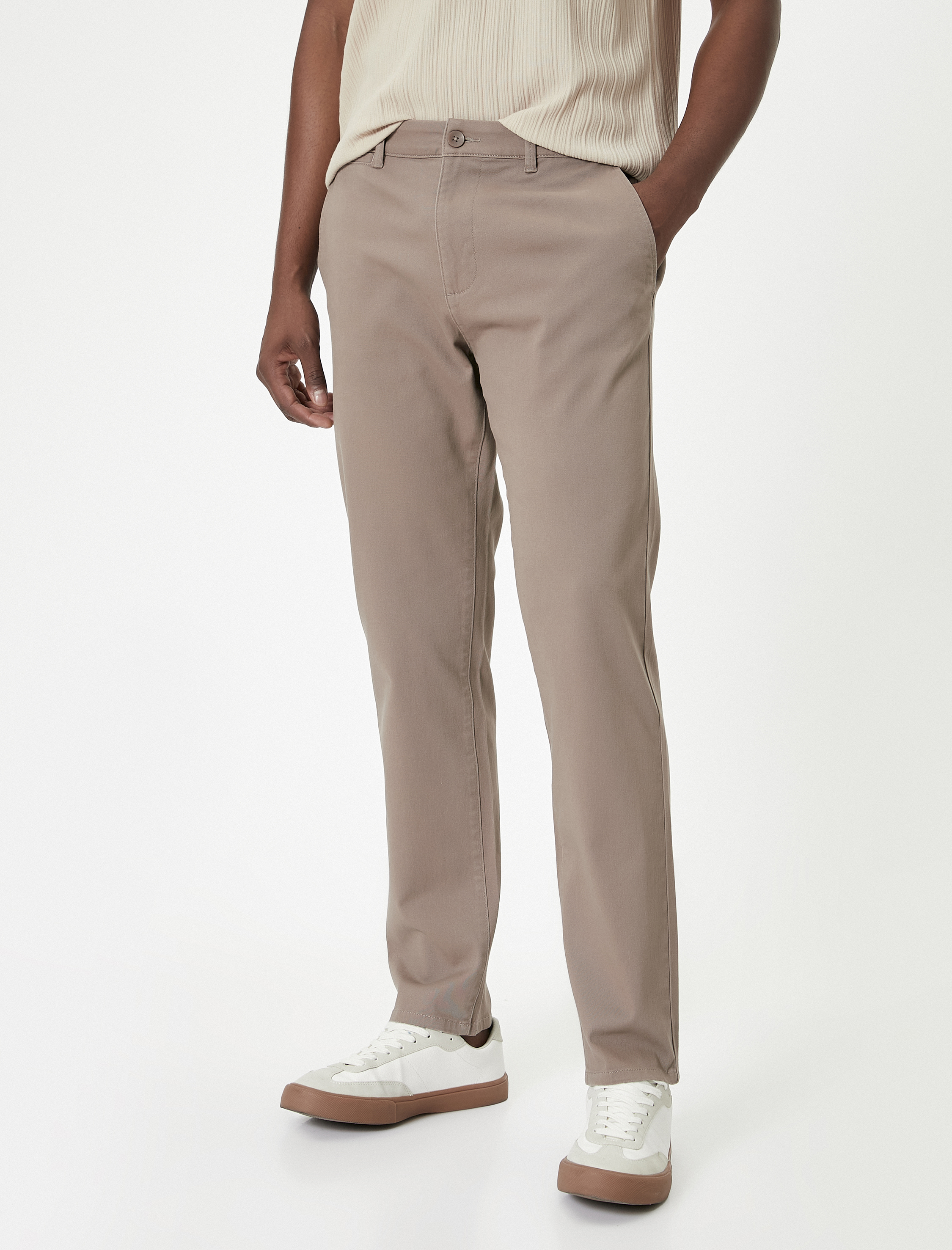   Basic Dokuma Pantolon 5 Cepli Düğmeli