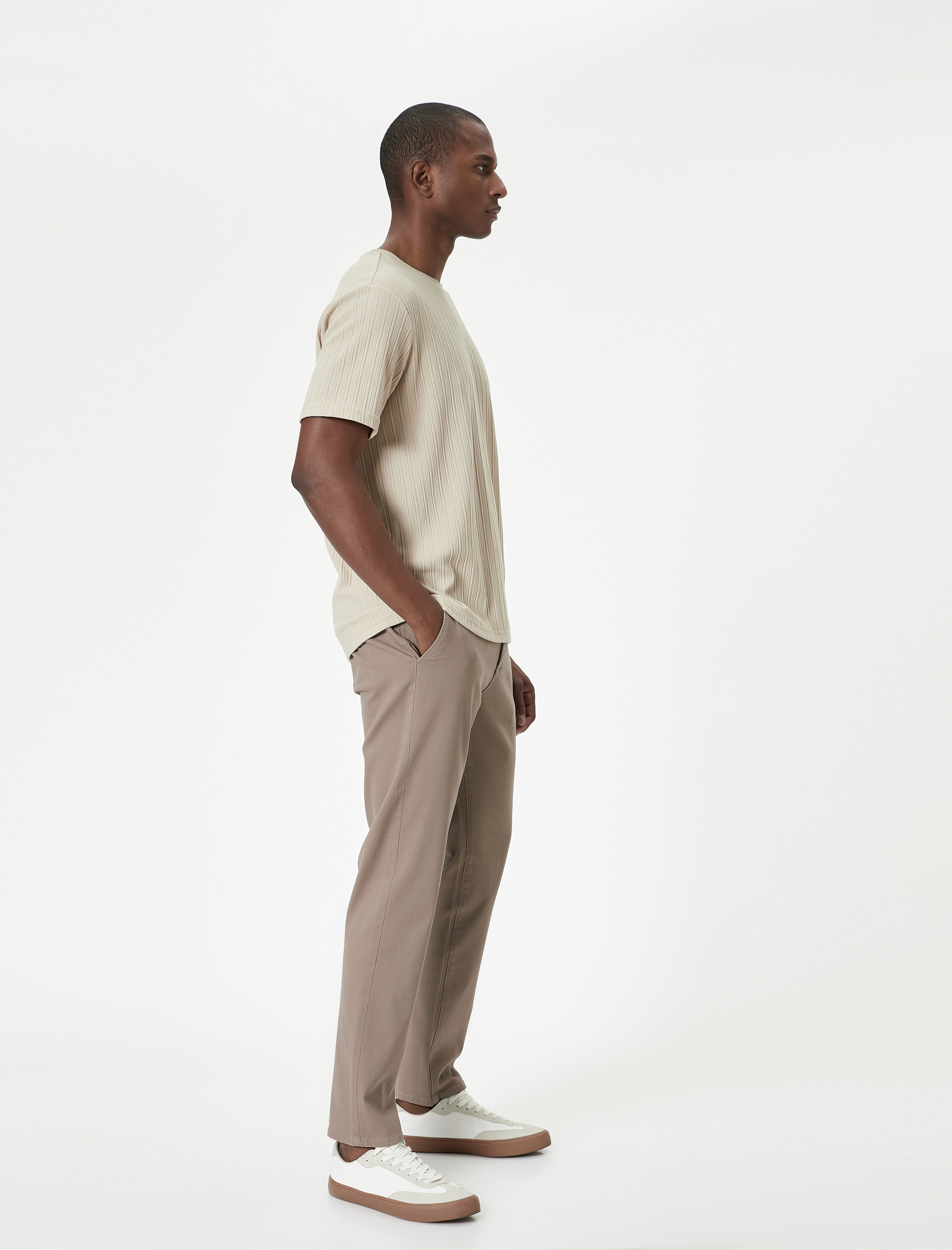   Basic Dokuma Pantolon 5 Cepli Düğmeli