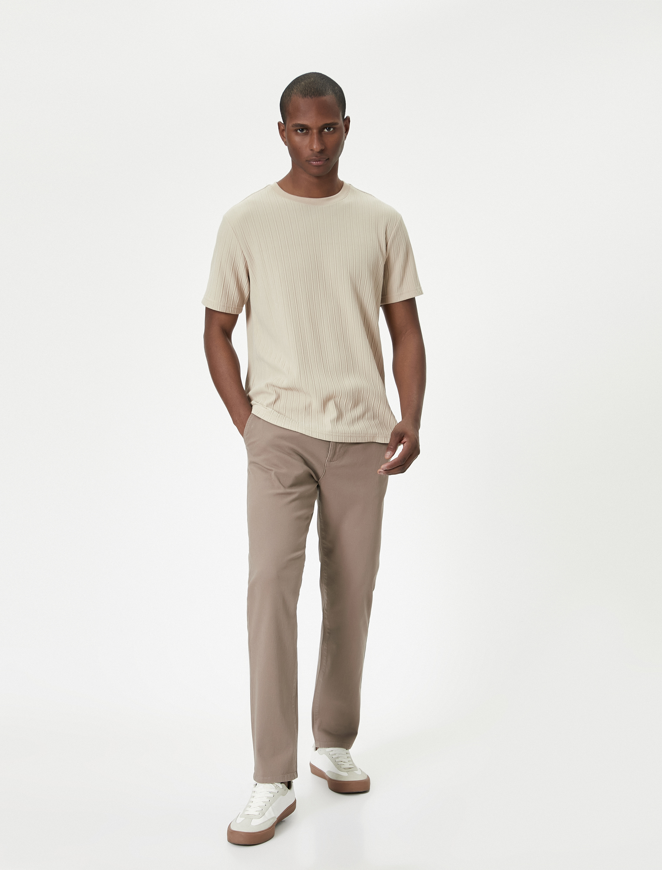   Basic Dokuma Pantolon 5 Cepli Düğmeli