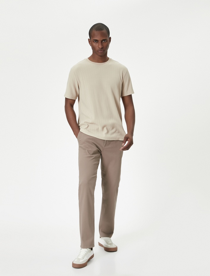  Basic Dokuma Pantolon 5 Cepli Düğmeli