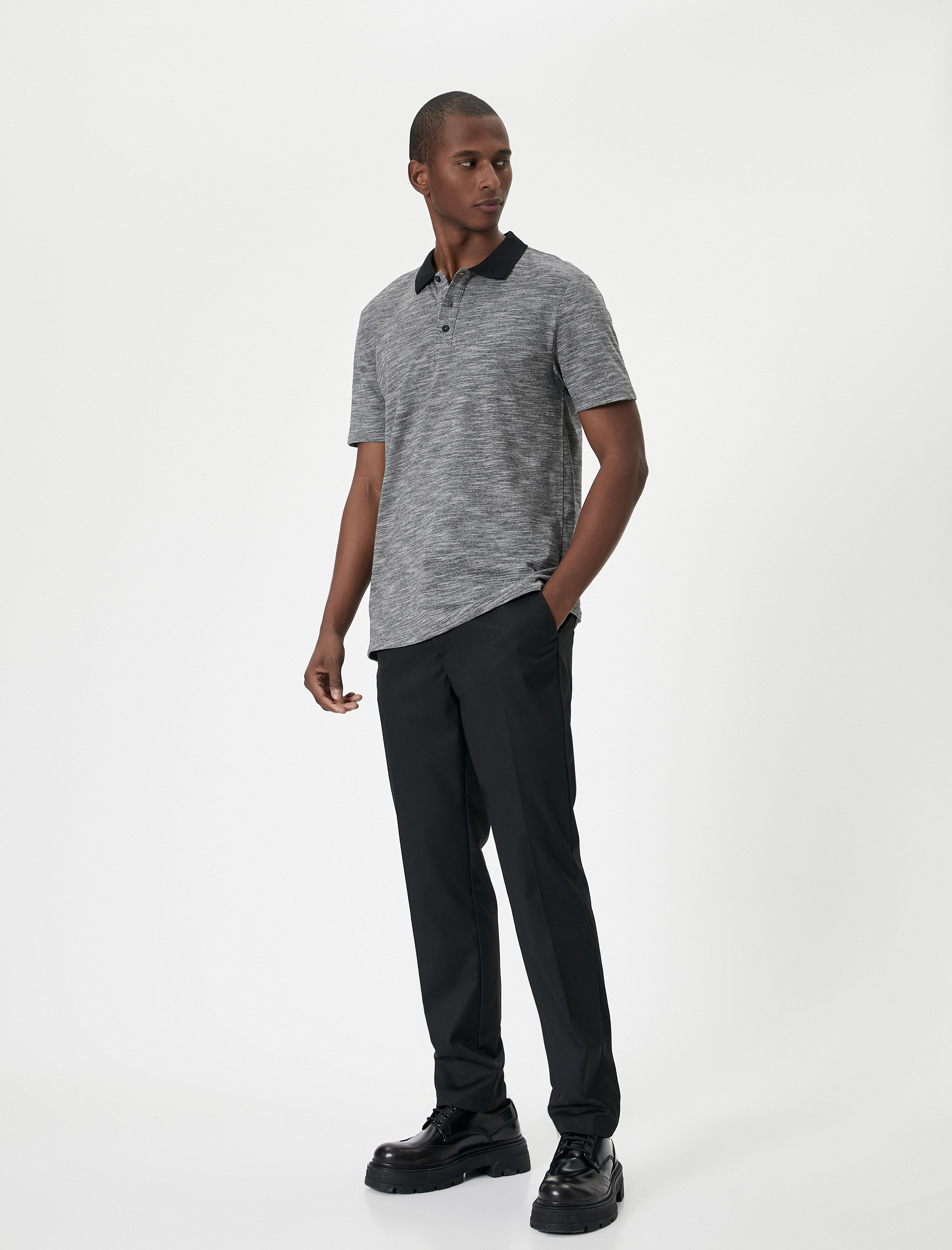 Polo Yaka Tişört Slim Fit Kısa Kollu Düğmeli