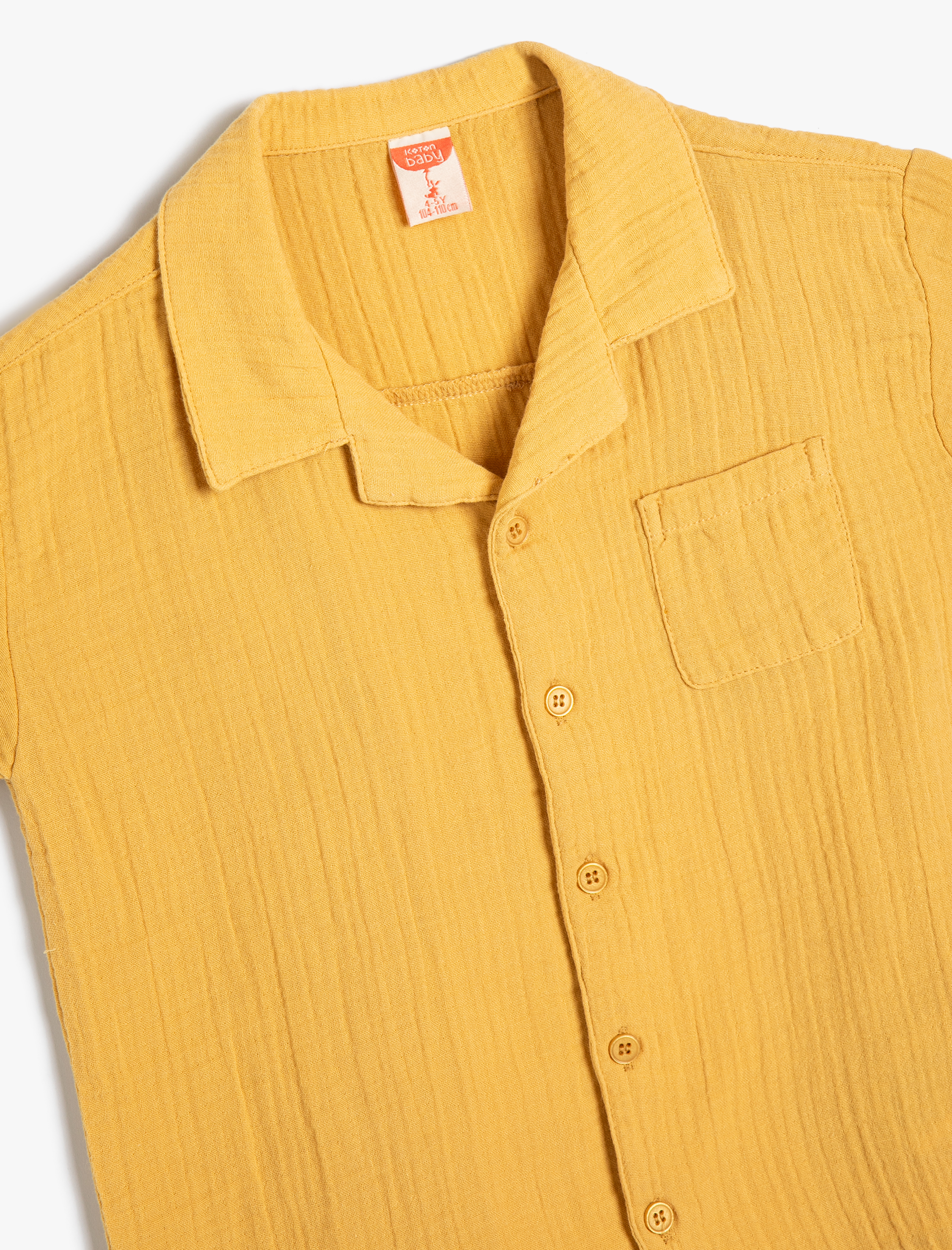  Erkek Bebek Müslin Gömlek Dokulu Düğme Detaylı Klasik Yaka Cepli