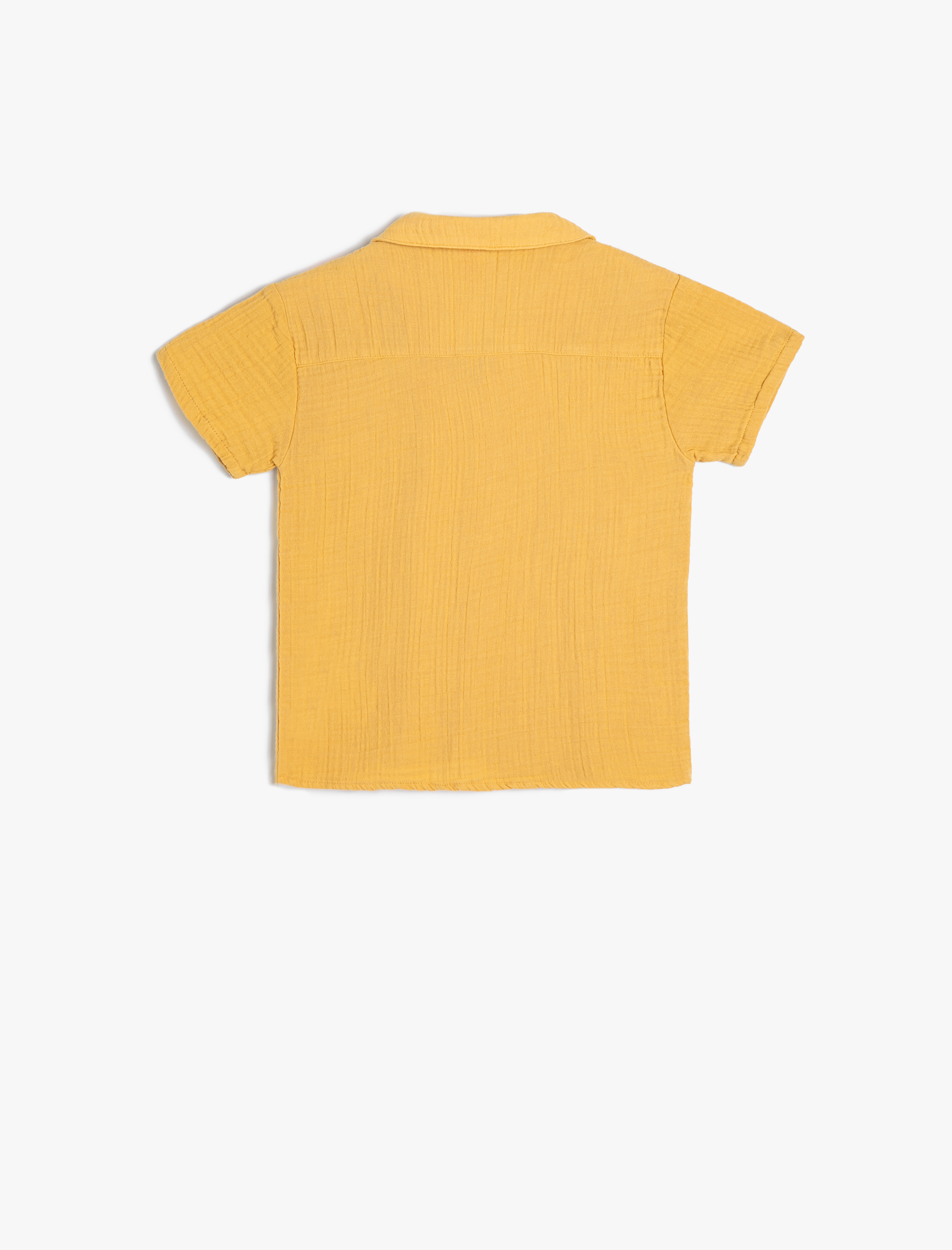  Erkek Bebek Müslin Gömlek Dokulu Düğme Detaylı Klasik Yaka Cepli