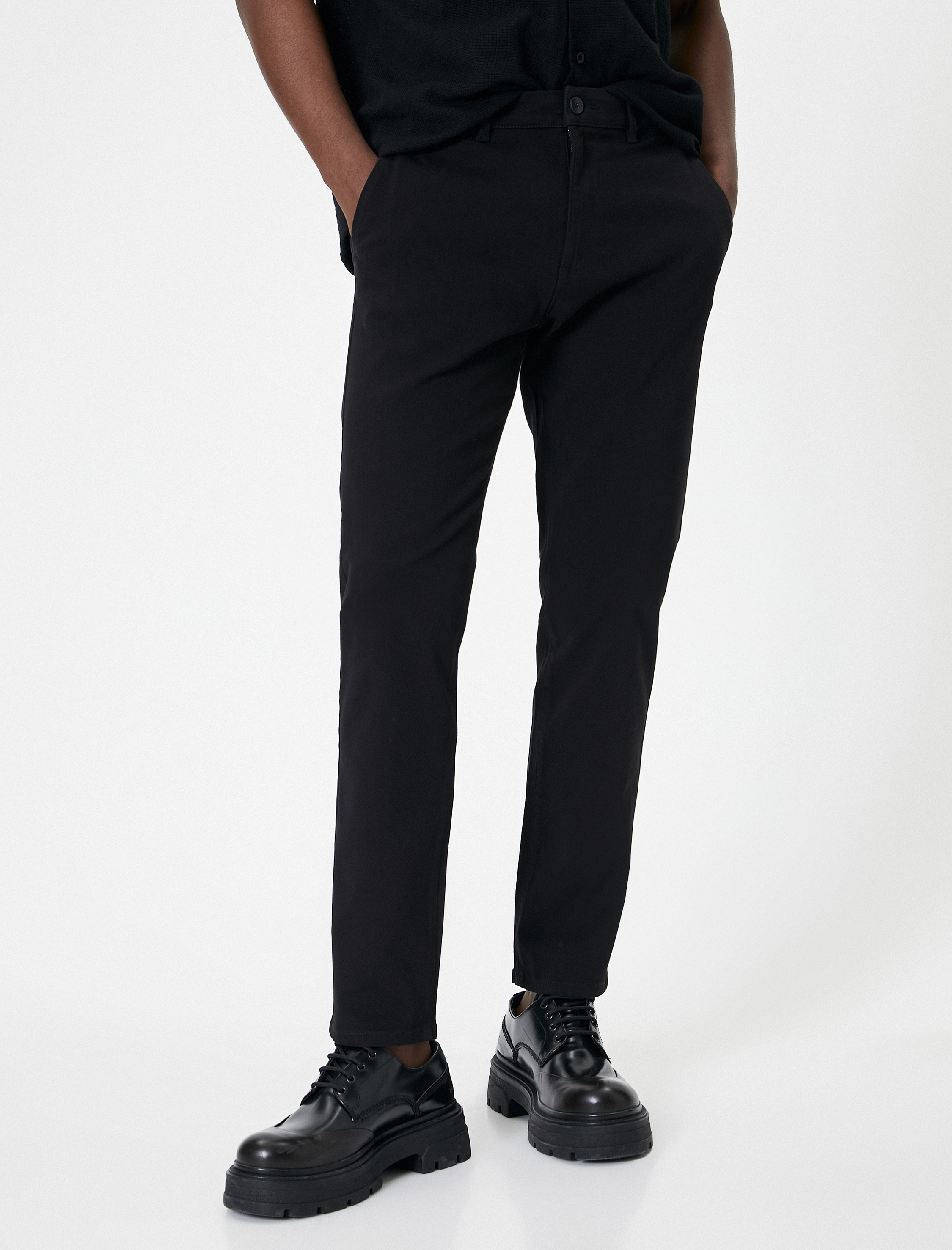   Basic Dokuma Pantolon 5 Cepli Düğmeli