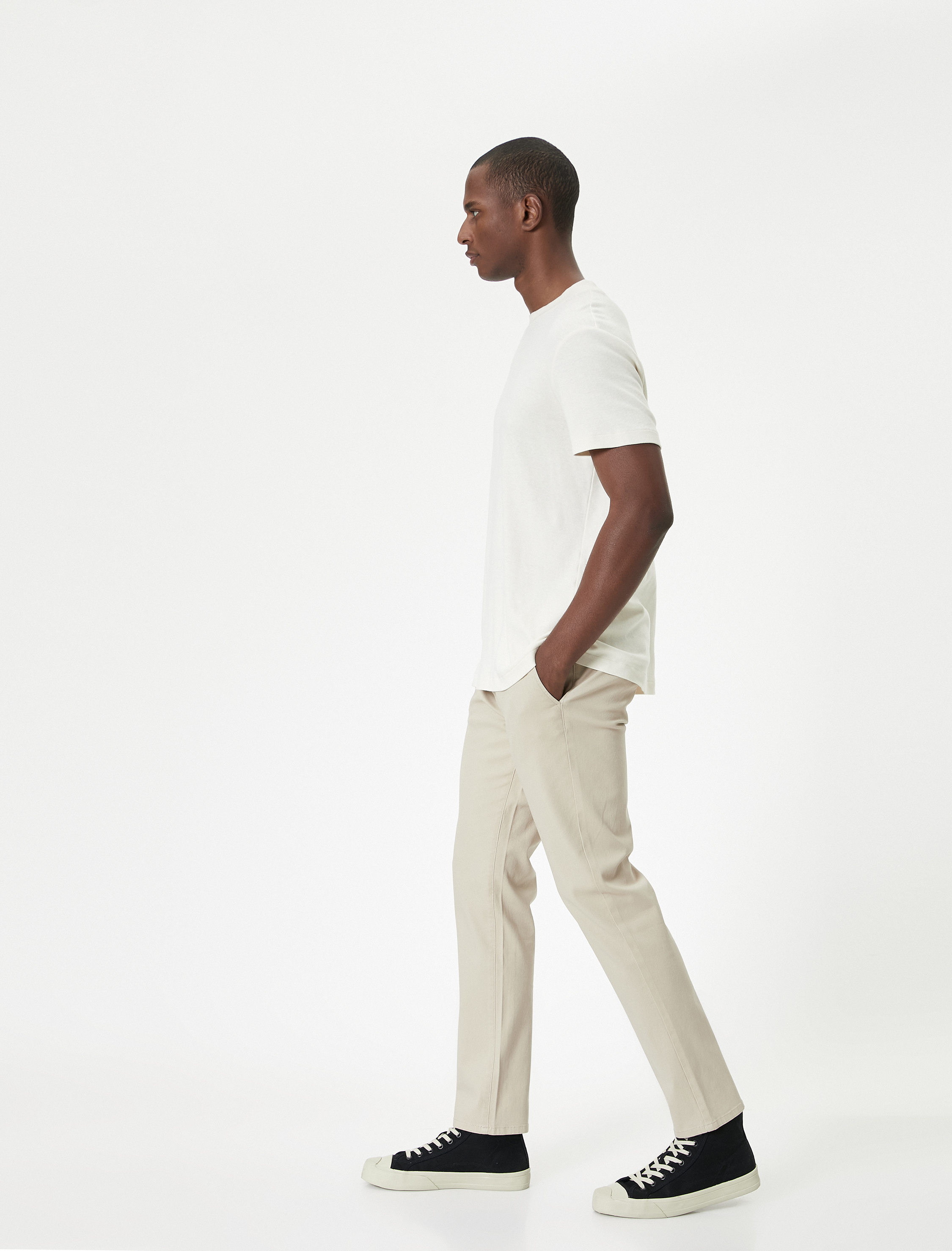   Basic Dokuma Pantolon 5 Cepli Düğmeli