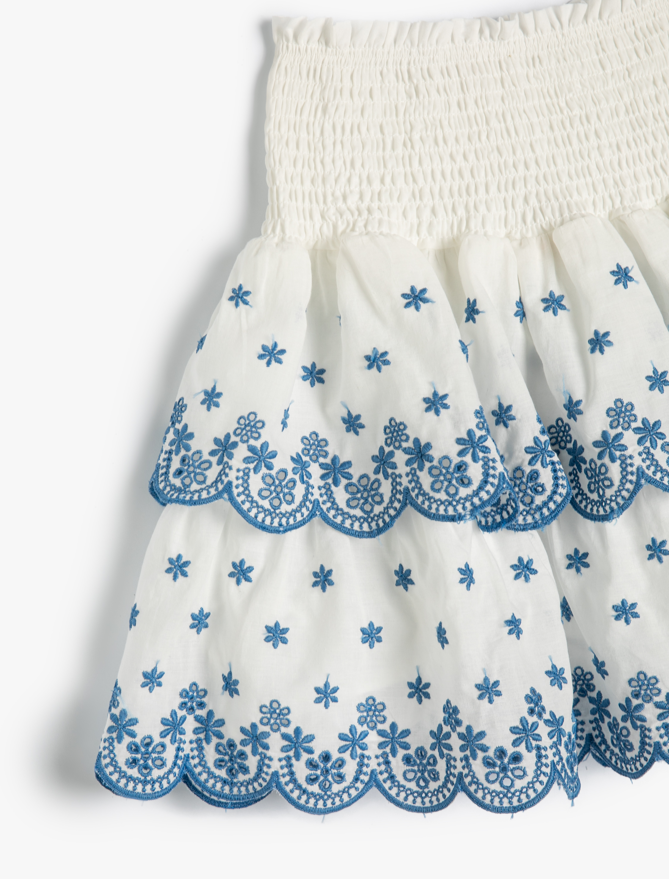  Kız Çocuk Etek Çiçek İşlemeli Yüksek Bel Gipeli