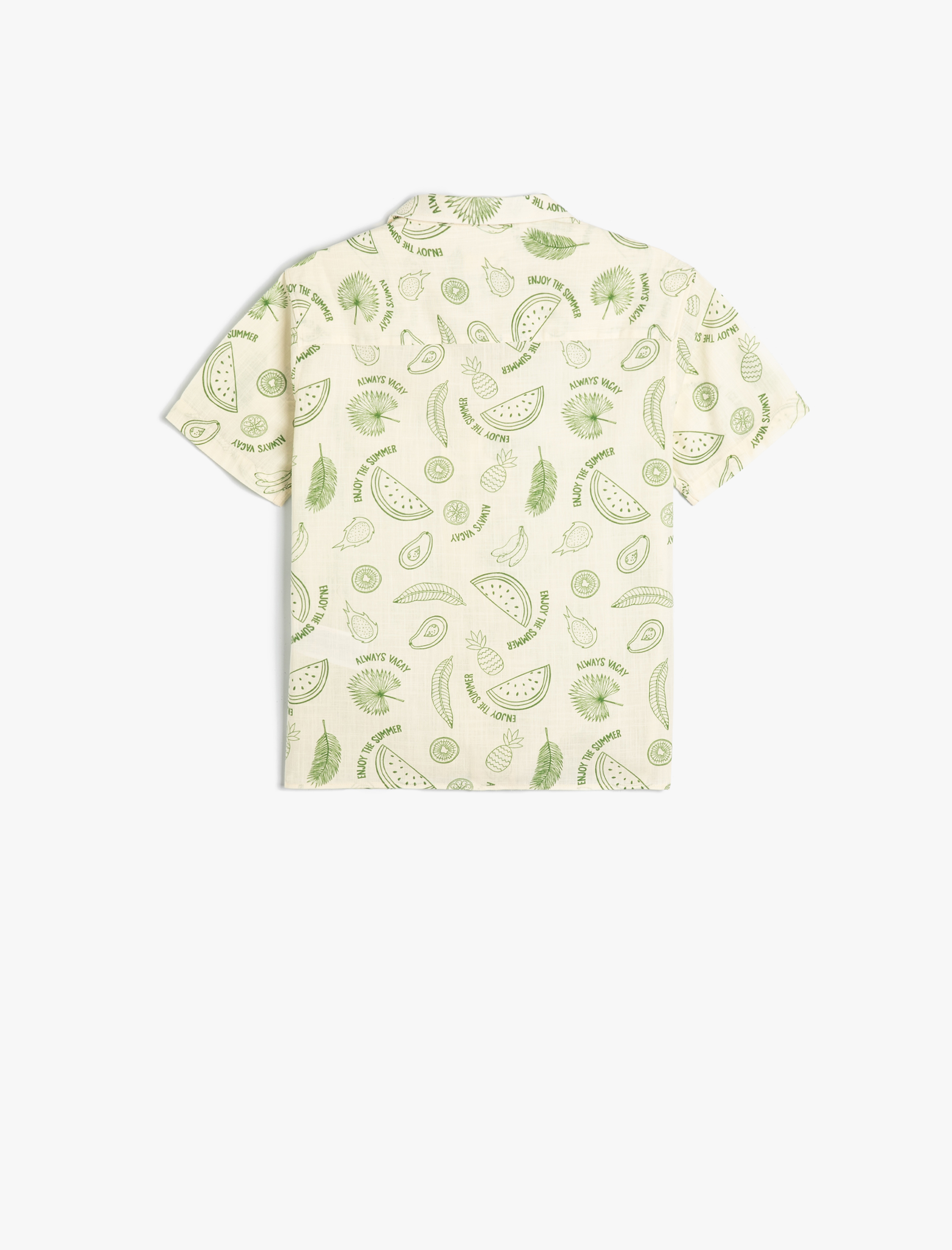  Erkek Bebek Gömlek Meyve Baskılı Kısa Kollu Cepli