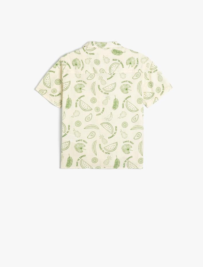 Erkek Bebek Gömlek Meyve Baskılı Kısa Kollu Cepli