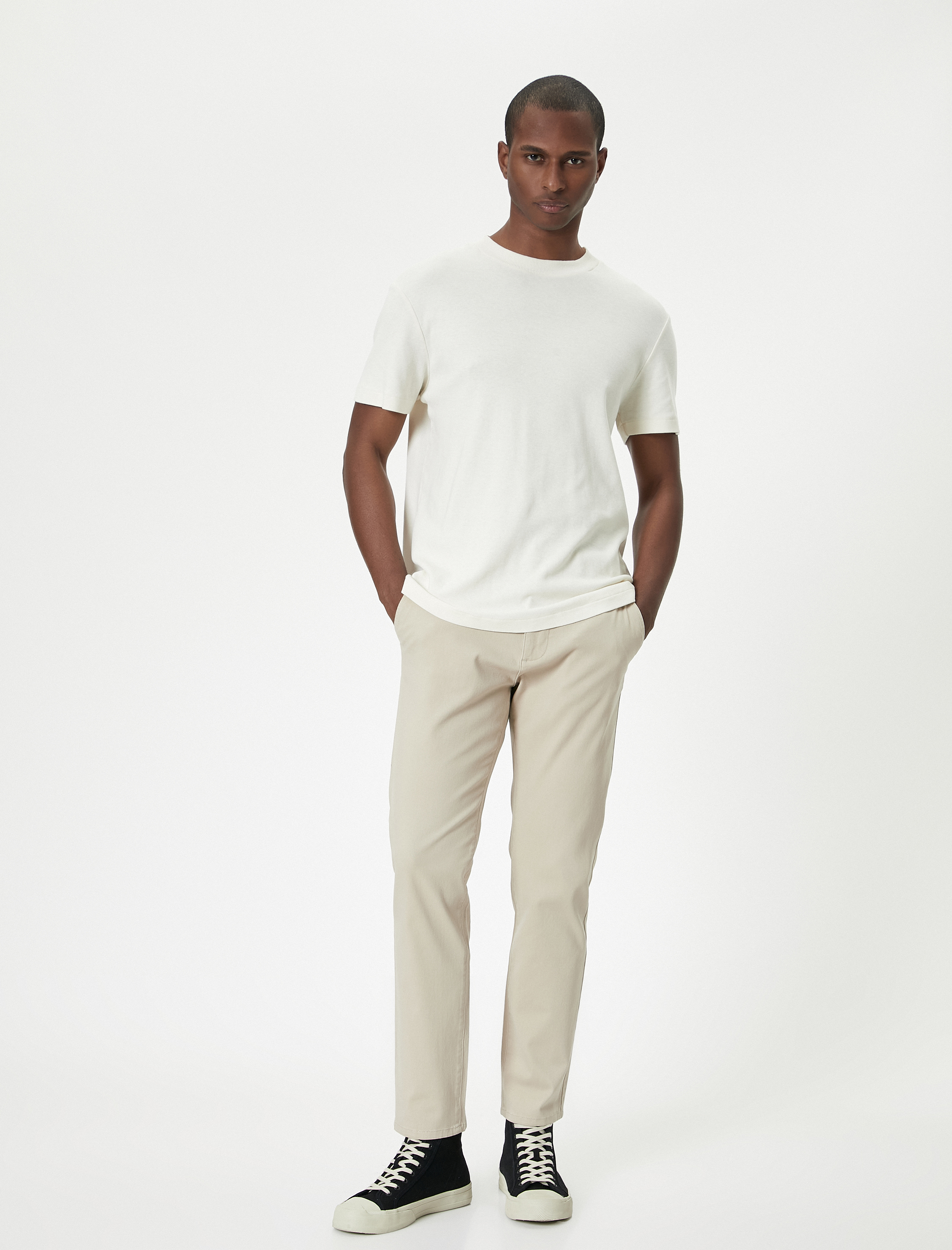   Basic Dokuma Pantolon 5 Cepli Düğmeli