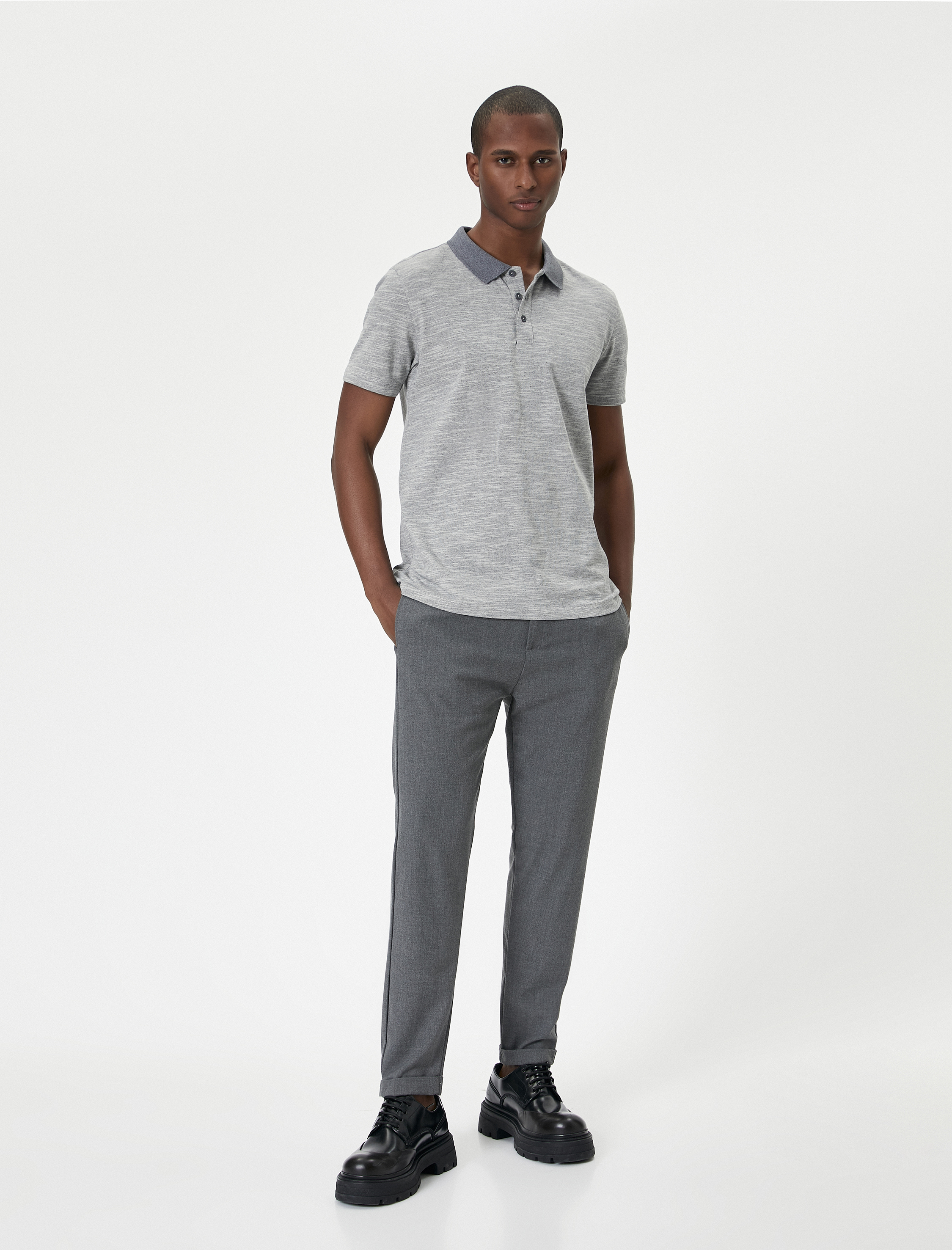 Polo Yaka Tişört Slim Fit Kısa Kollu Düğmeli