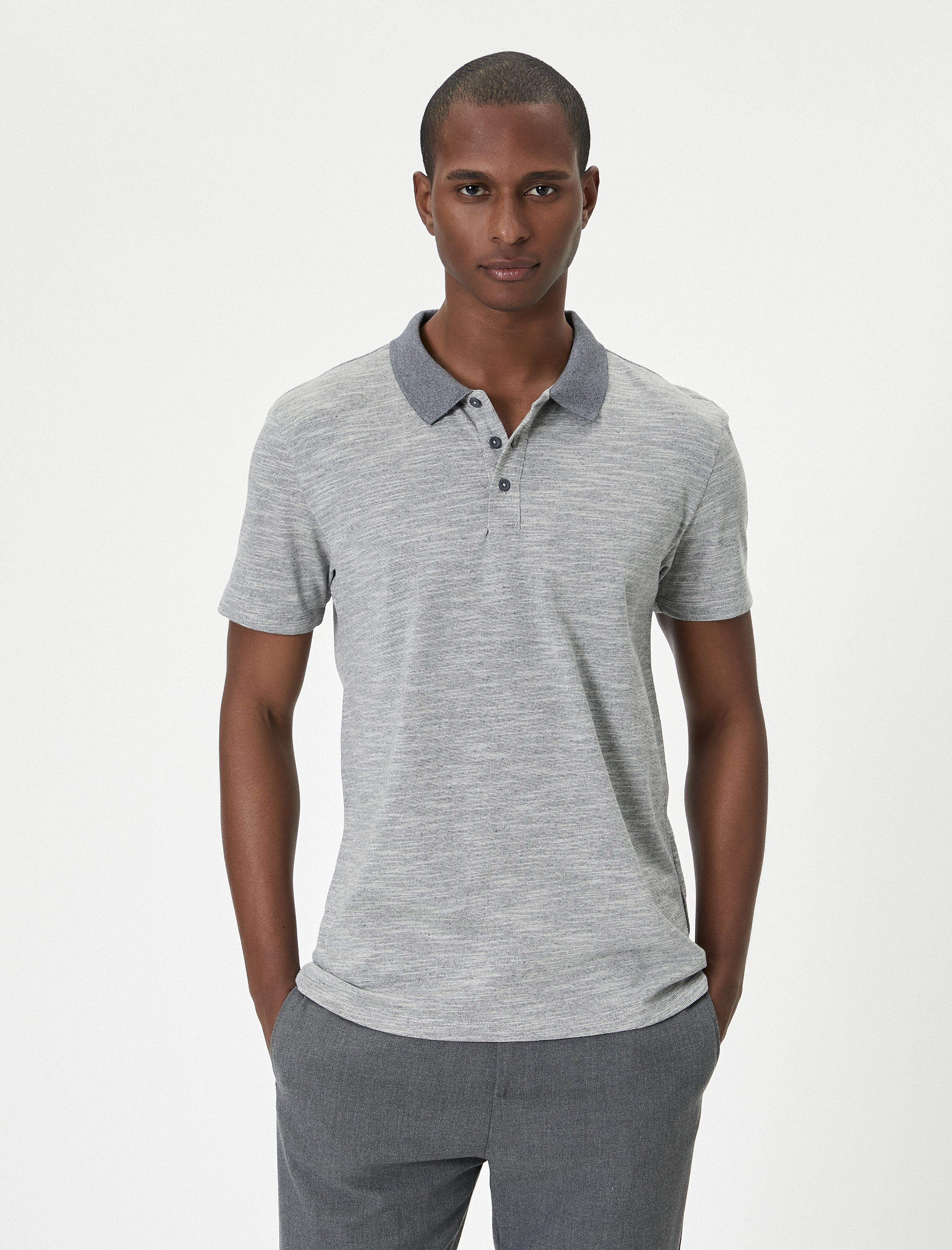 Polo Yaka Tişört Slim Fit Kısa Kollu Düğmeli