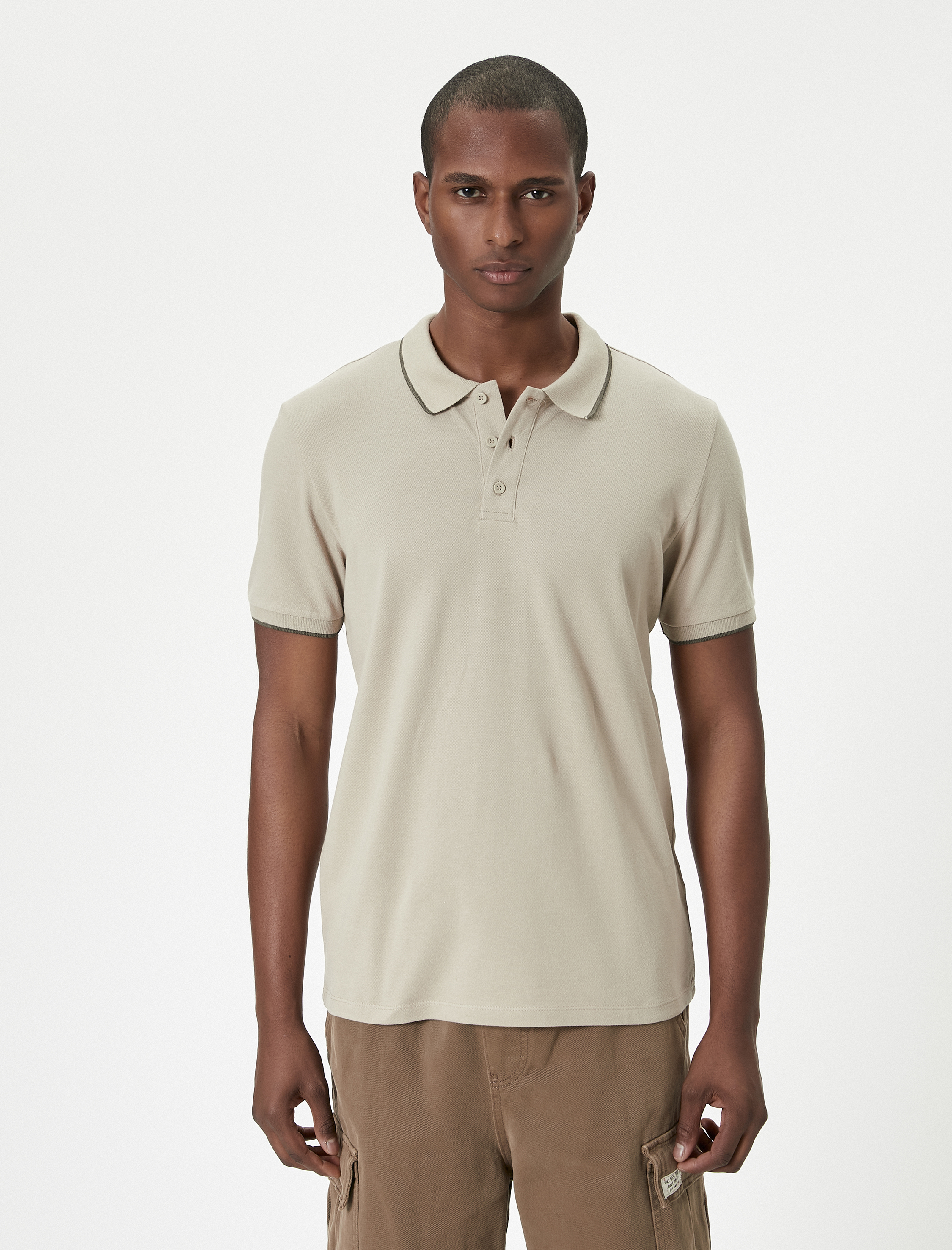   Polo Yaka Tişört Slim Fit Kısa Kollu Biyeli