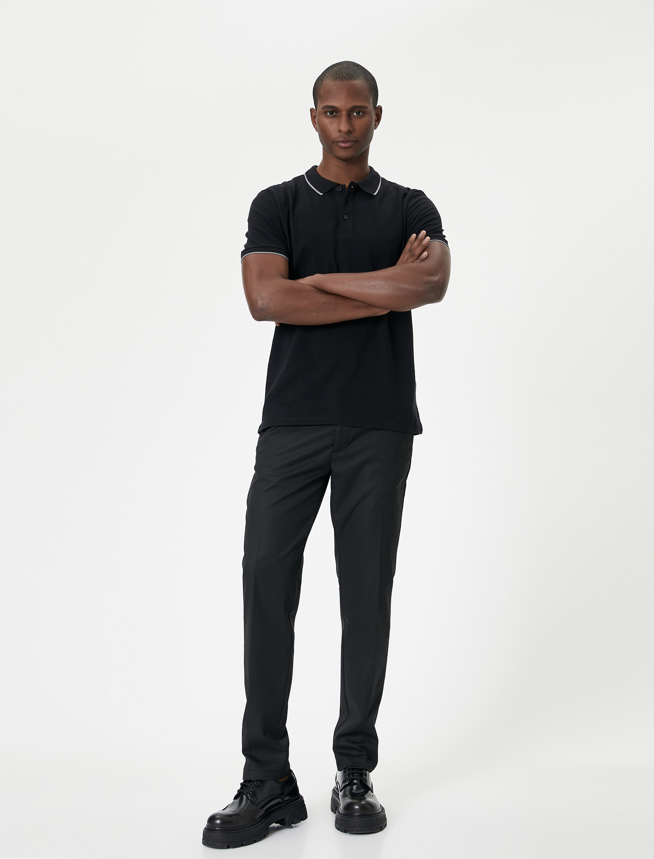   Polo Yaka Tişört Slim Fit Kısa Kollu Biyeli