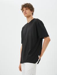 Basic Oversize Tişört Bisiklet Yaka Kısa Kollu Pamuklu