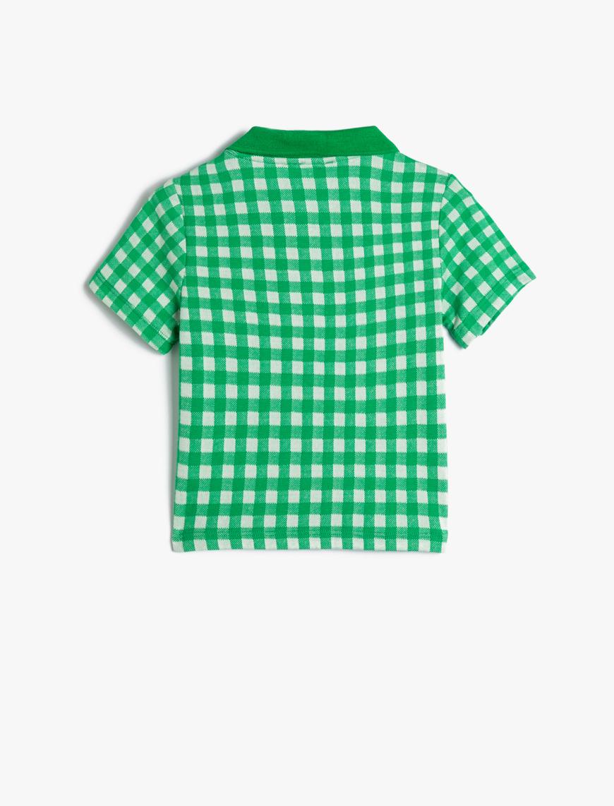  Kız Çocuk Polo Tişört Crop Kısa Kollu Düğme Detaylı Dar Kalıp