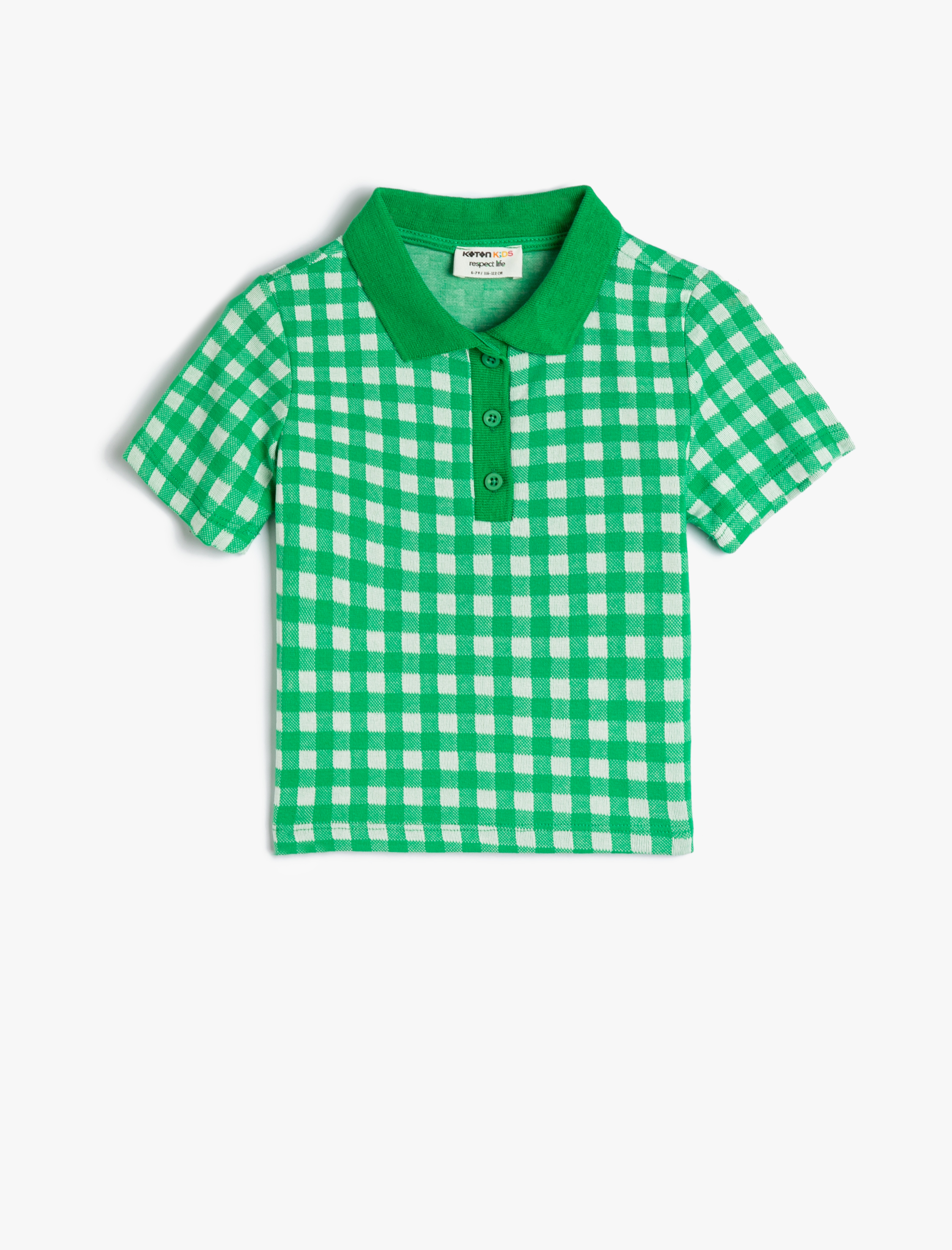  Kız Çocuk Polo Tişört Crop Kısa Kollu Düğme Detaylı Dar Kalıp