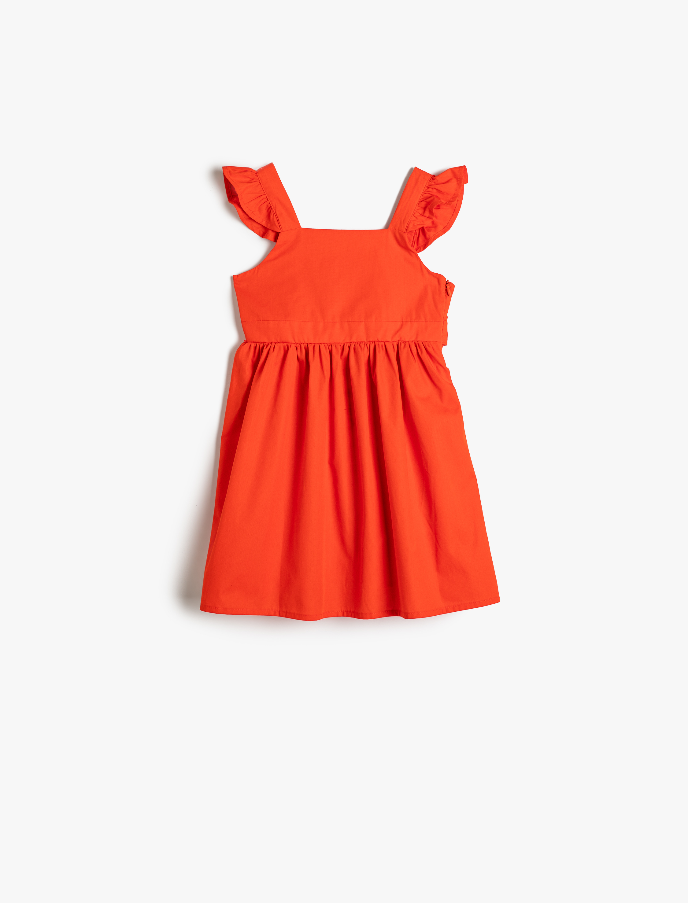  Kız Bebek Elbise Midi Kolsuz Askılı Fırfırlı Pamuklu