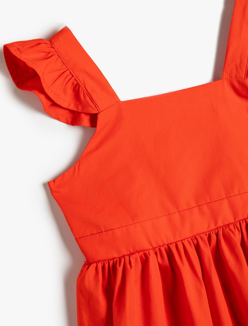  Kız Bebek Elbise Midi Kolsuz Askılı Fırfırlı Pamuklu
