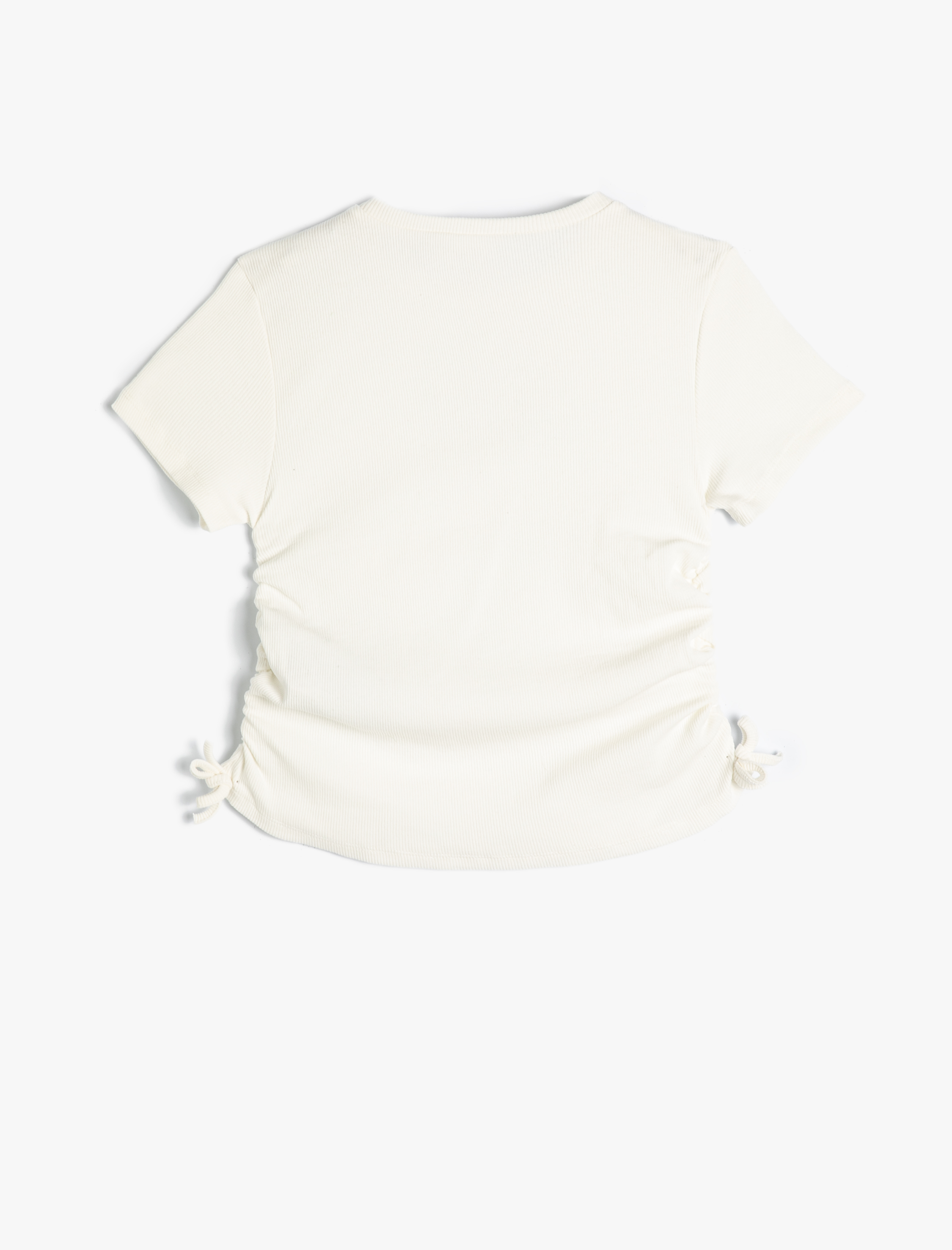  Kız Çocuk Tişört Yanları Büzgülü Kısa Kollu Pamuklu