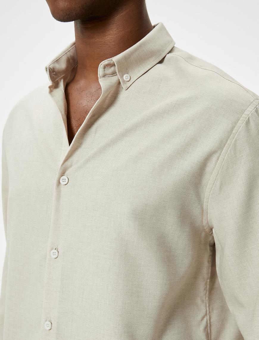   Slim Fit Gömlek Uzun Kollu Klasik Yaka Düğmeli