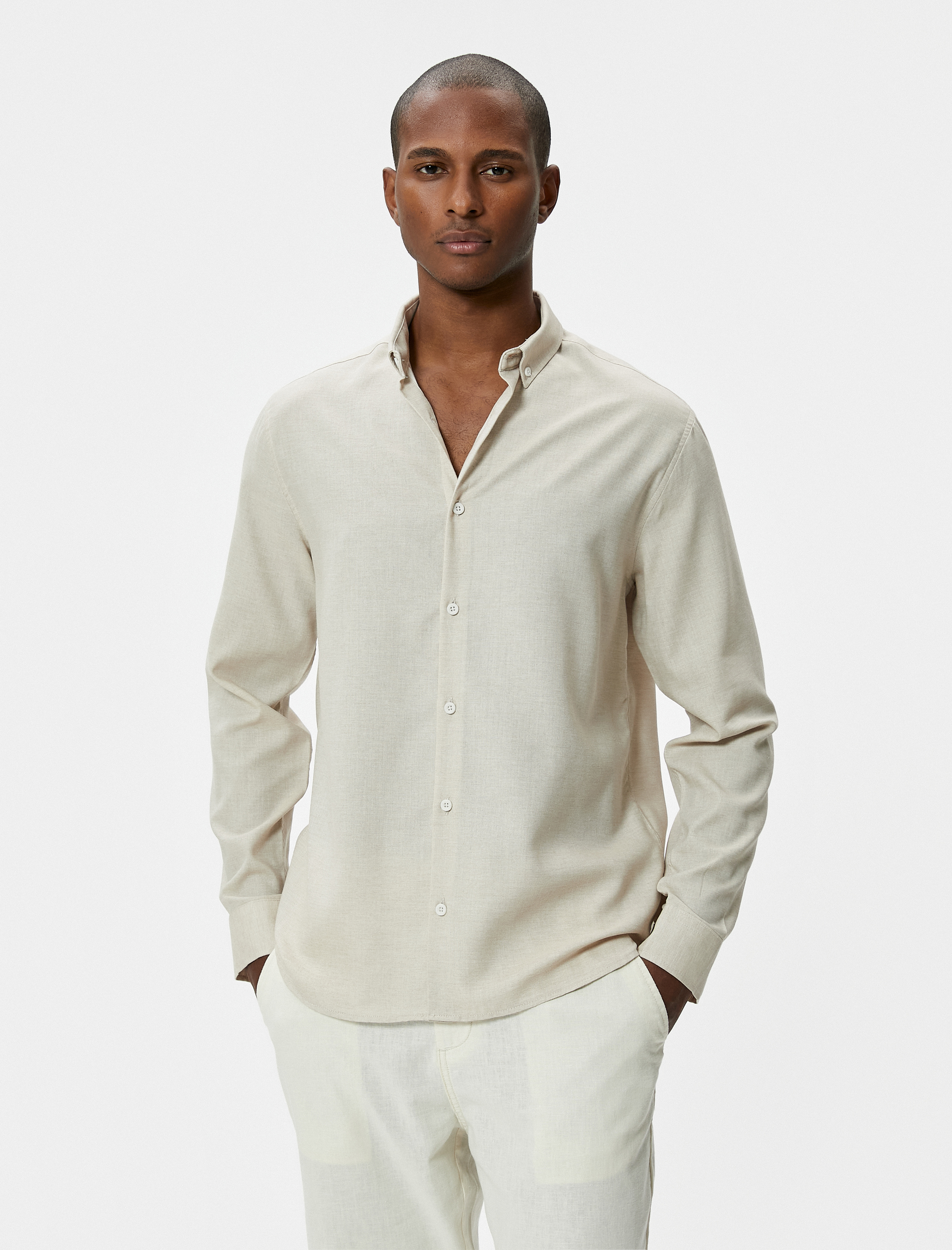 Slim Fit Gömlek Uzun Kollu Klasik Yaka Düğmeli