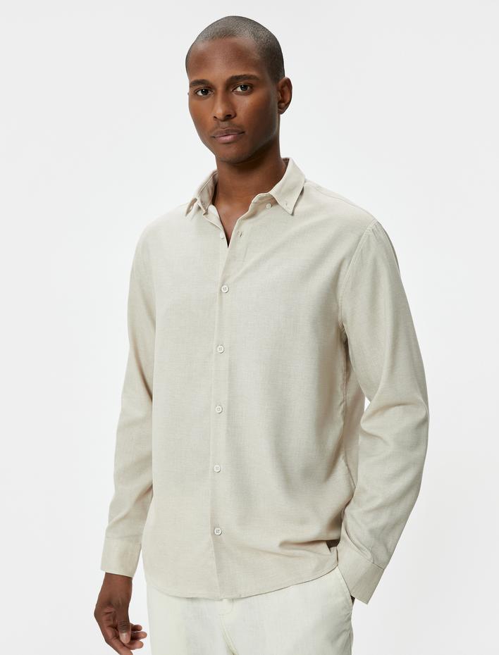  Slim Fit Gömlek Uzun Kollu Klasik Yaka Düğmeli