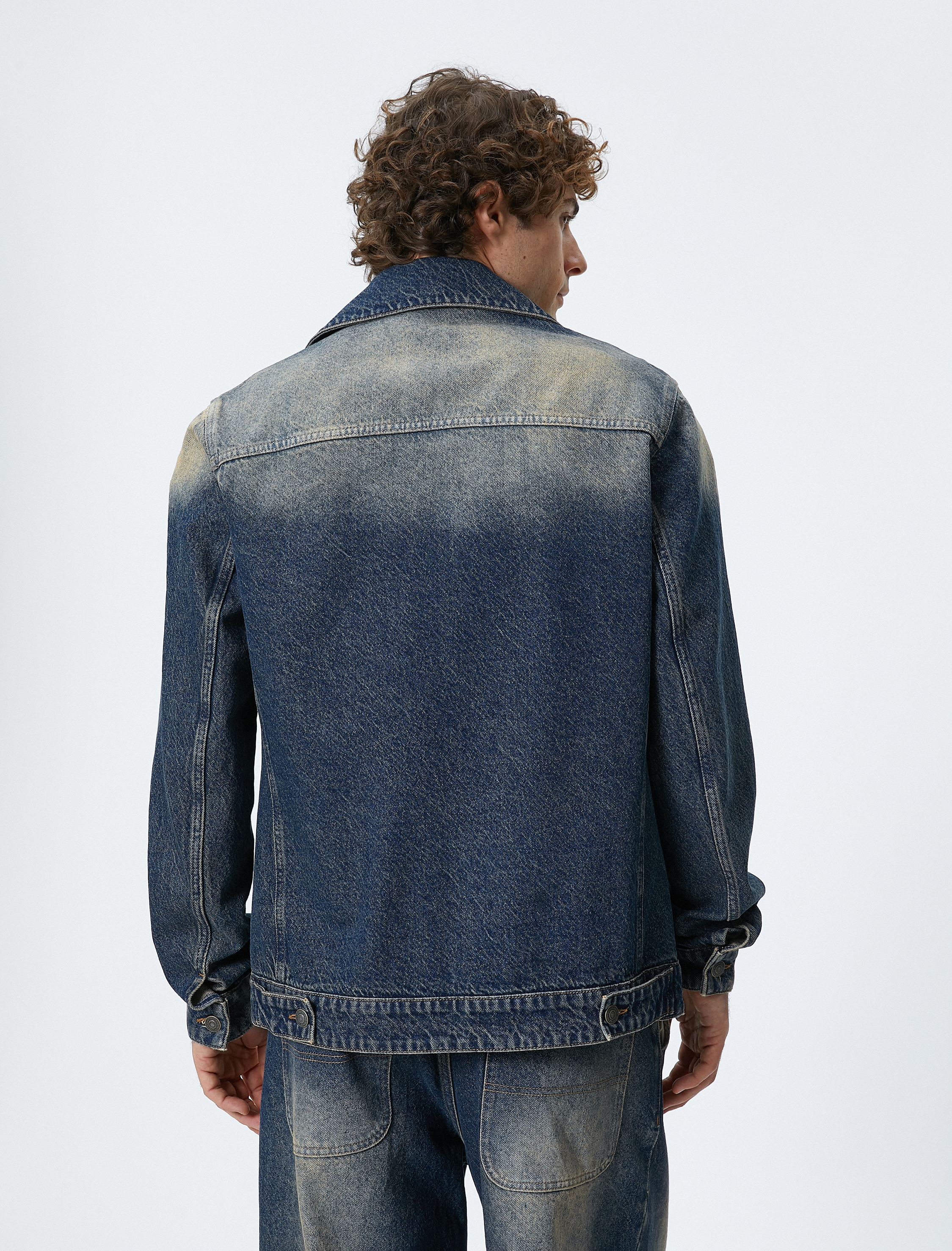   Oversize Kot Ceket Yıkamalı Klasik Yaka Cep Detaylı Düğmeli