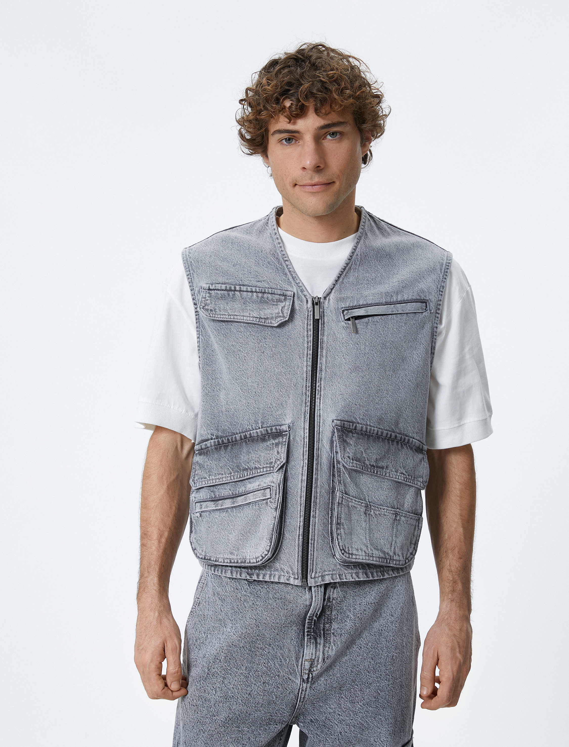   Oversize Kot Ceket Kolsuz Fermuarlı Cep Detaylı