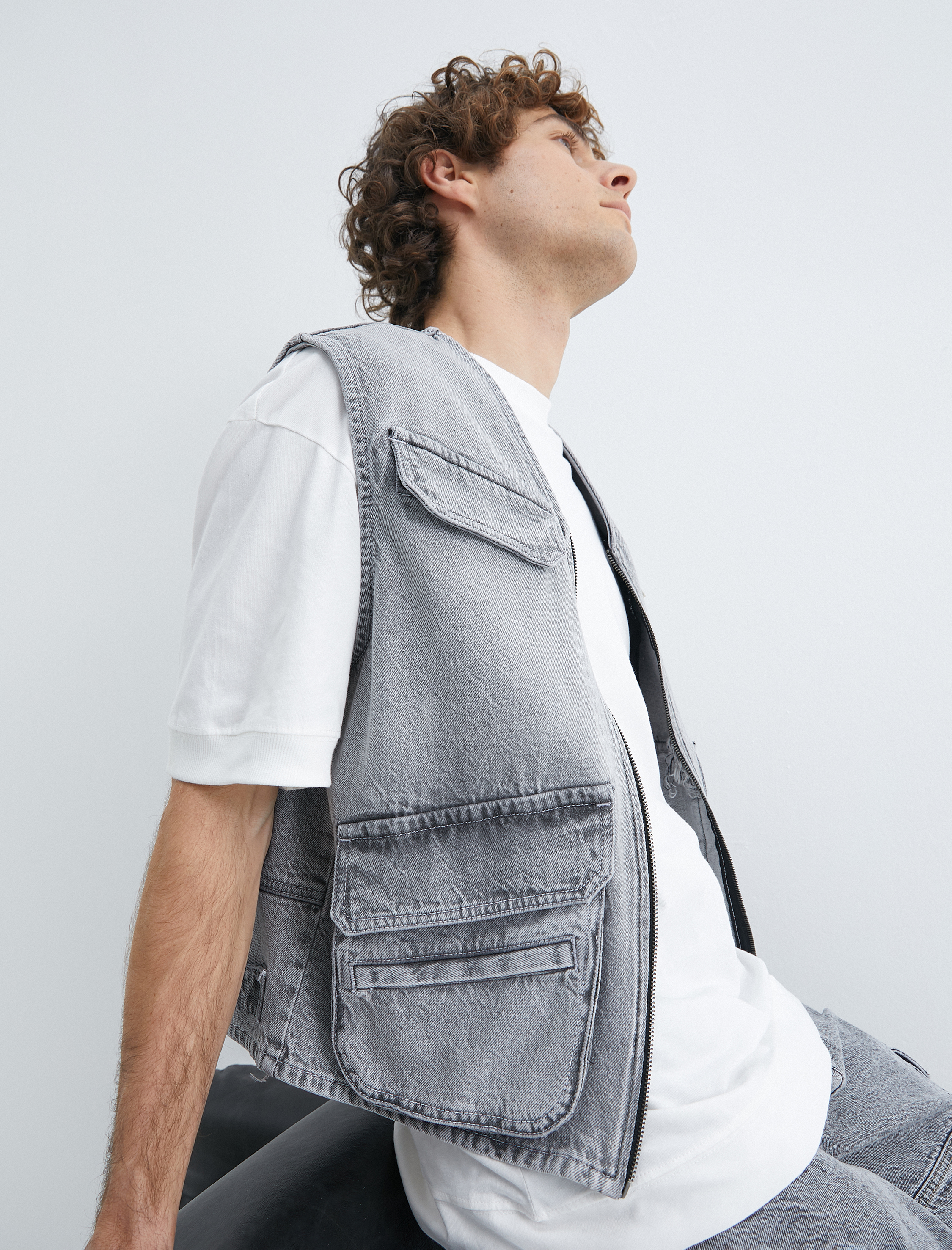   Oversize Kot Ceket Kolsuz Fermuarlı Cep Detaylı