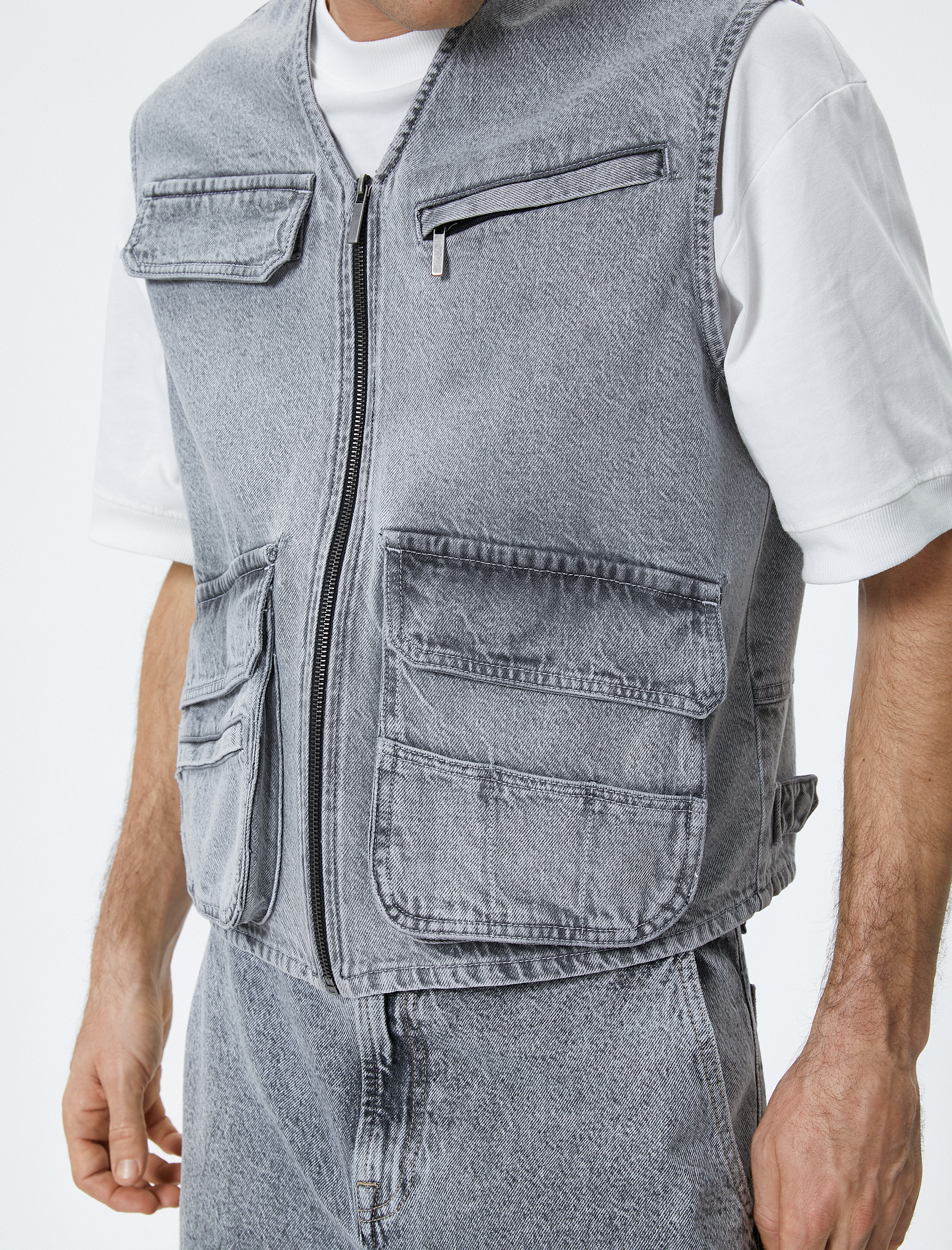   Oversize Kot Ceket Kolsuz Fermuarlı Cep Detaylı