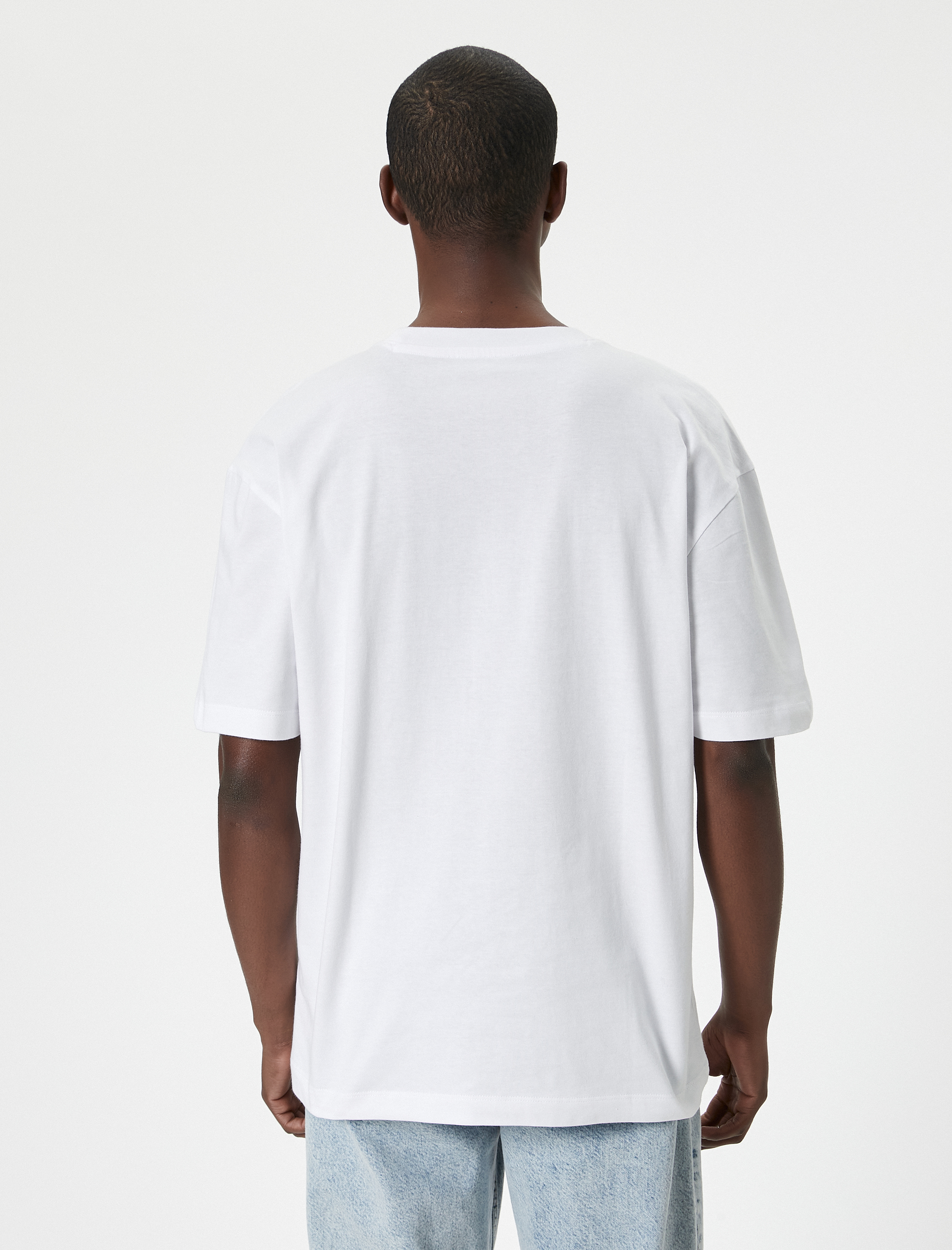   Oversize Tişört Bisiklet Yaka Kısa Kollu Pamuklu