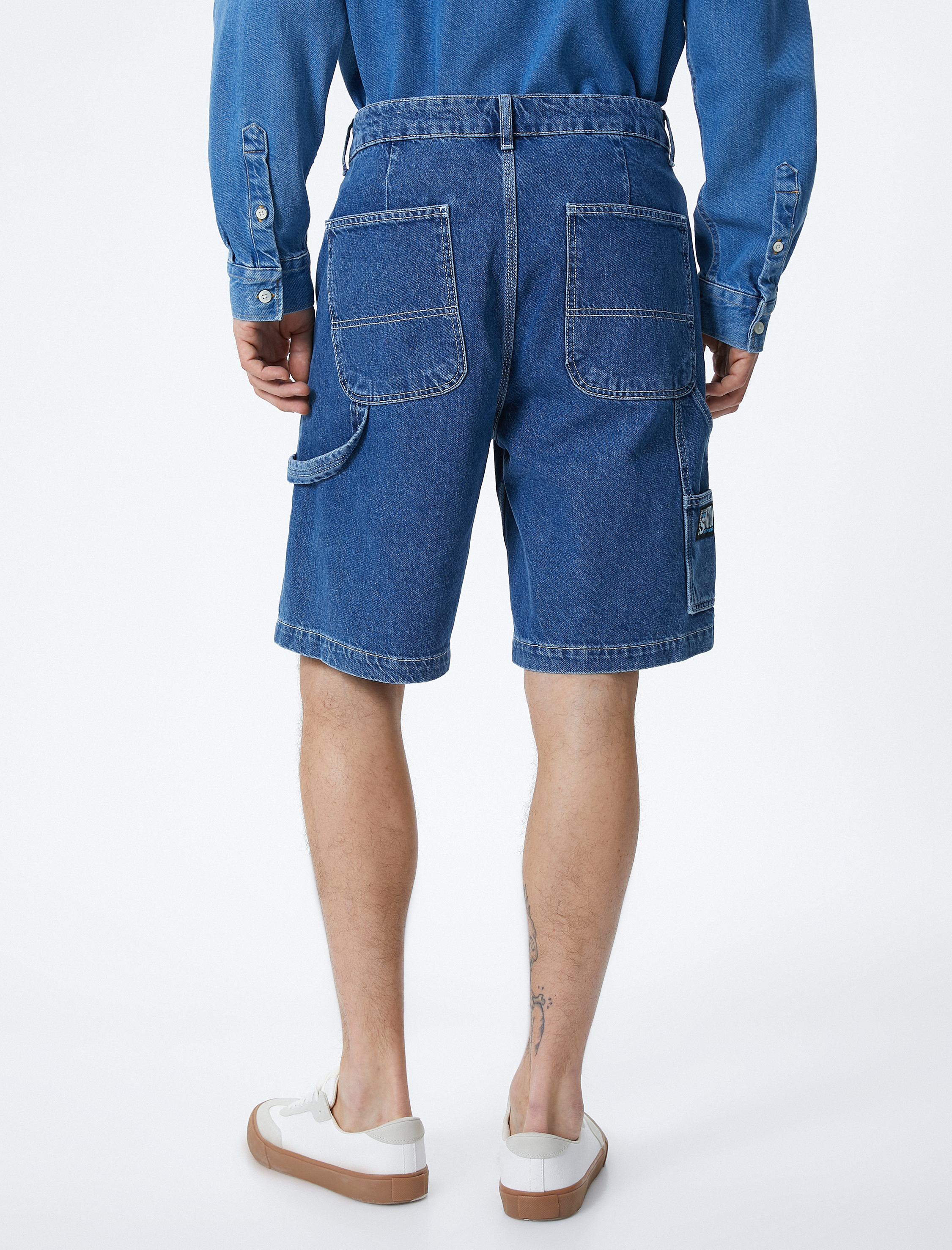   Oversize Kot Şort Düğmeli Cep Detaylı